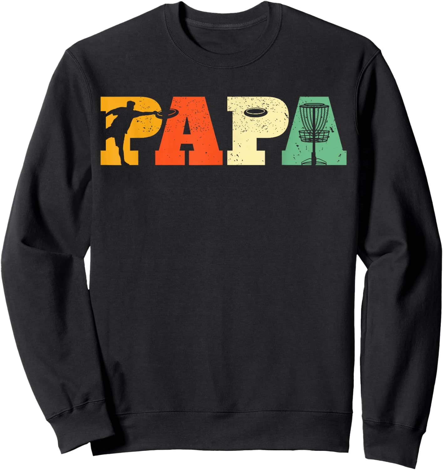 Papa Disc Golf Lover Frisbee Golfing Dad Father Sports Gifts Sweatshirt - Sweatshirt | Black
