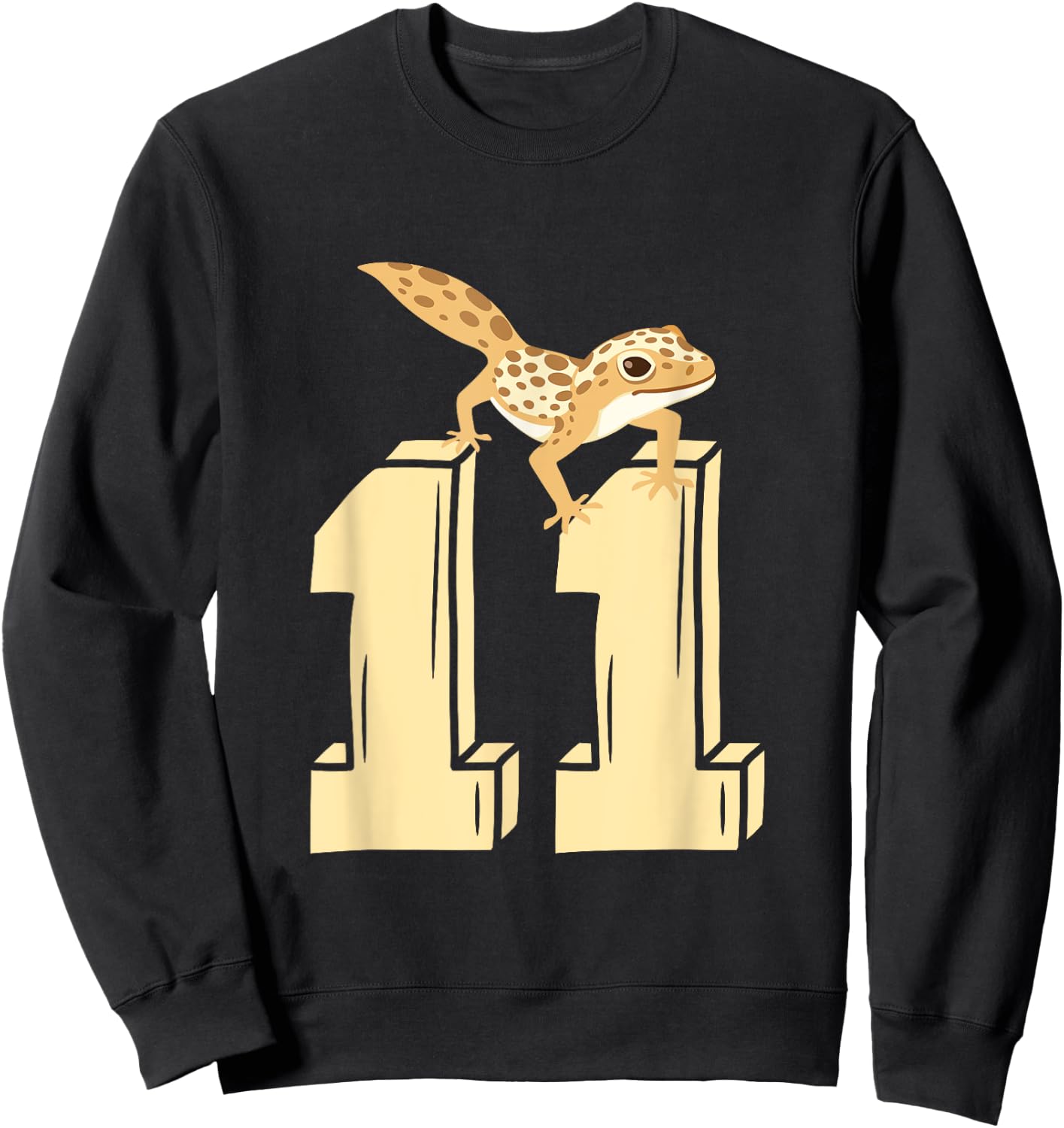 11th Birthday For Boys Gift Funny 11 Years Old Boy Gecko Sweatshirt - Sweatshirt | Black