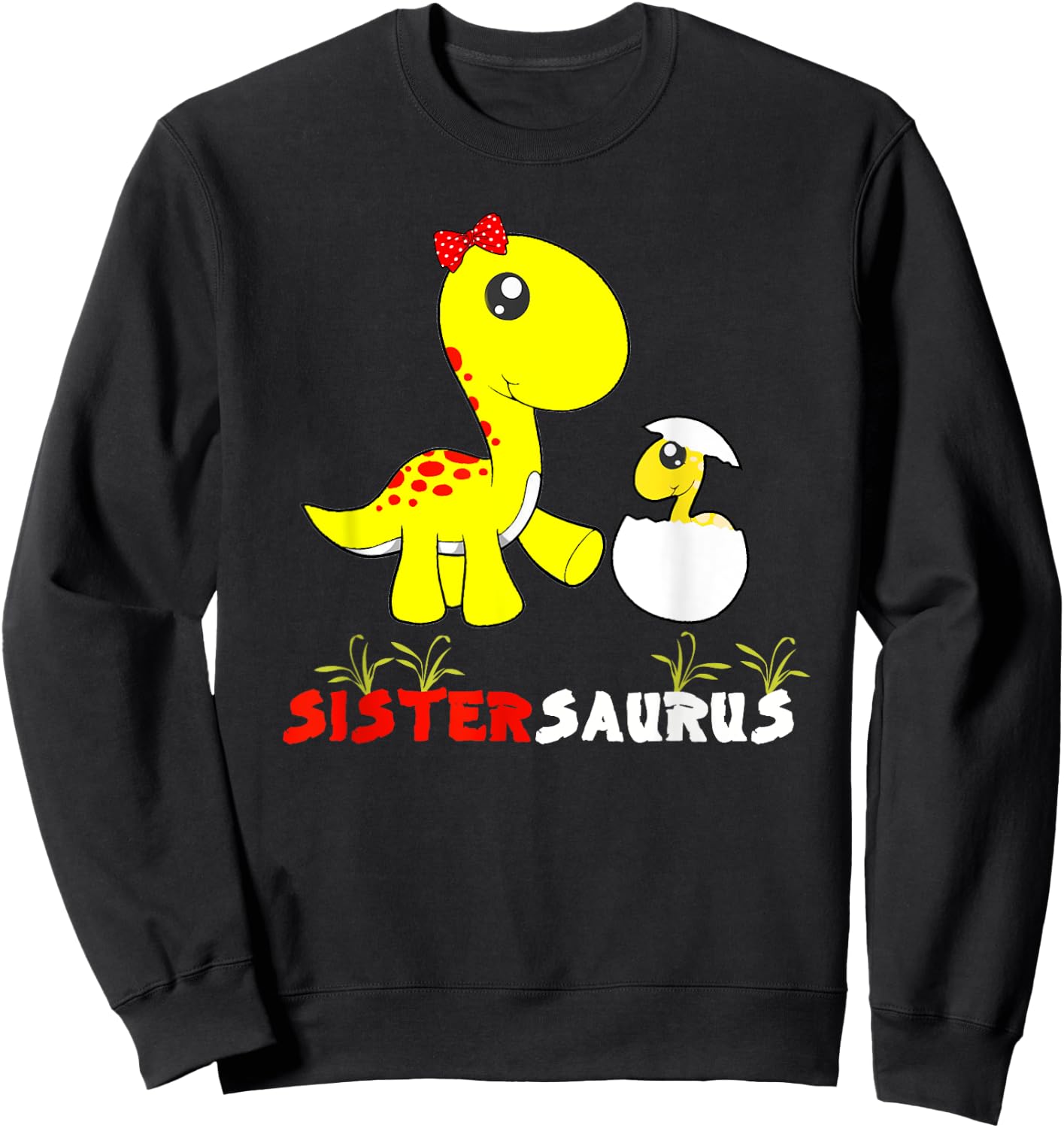 Sistersaurus Dinosaur Sister Sister Sweatshirt - Sweatshirt | Black