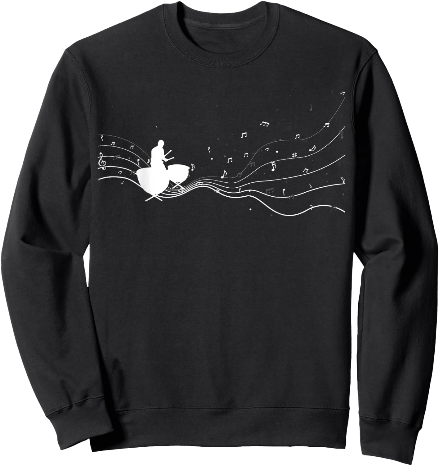 Timpani musician in music notes for Timpani player Sweatshirt - Sweatshirt | Black