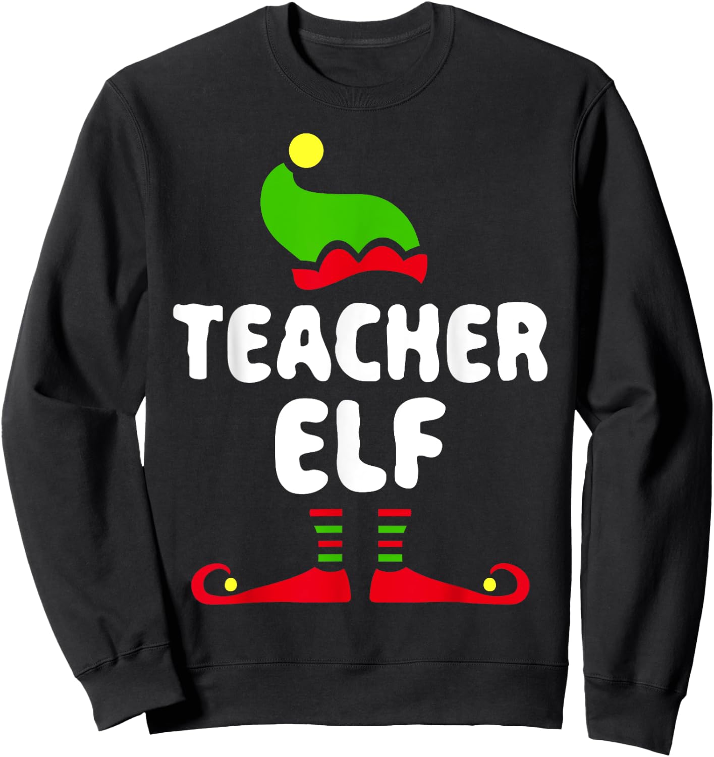 Teacher Elf Matching Elf Teacher Christmas Shirt Sweatshirt - Sweatshirt | Black