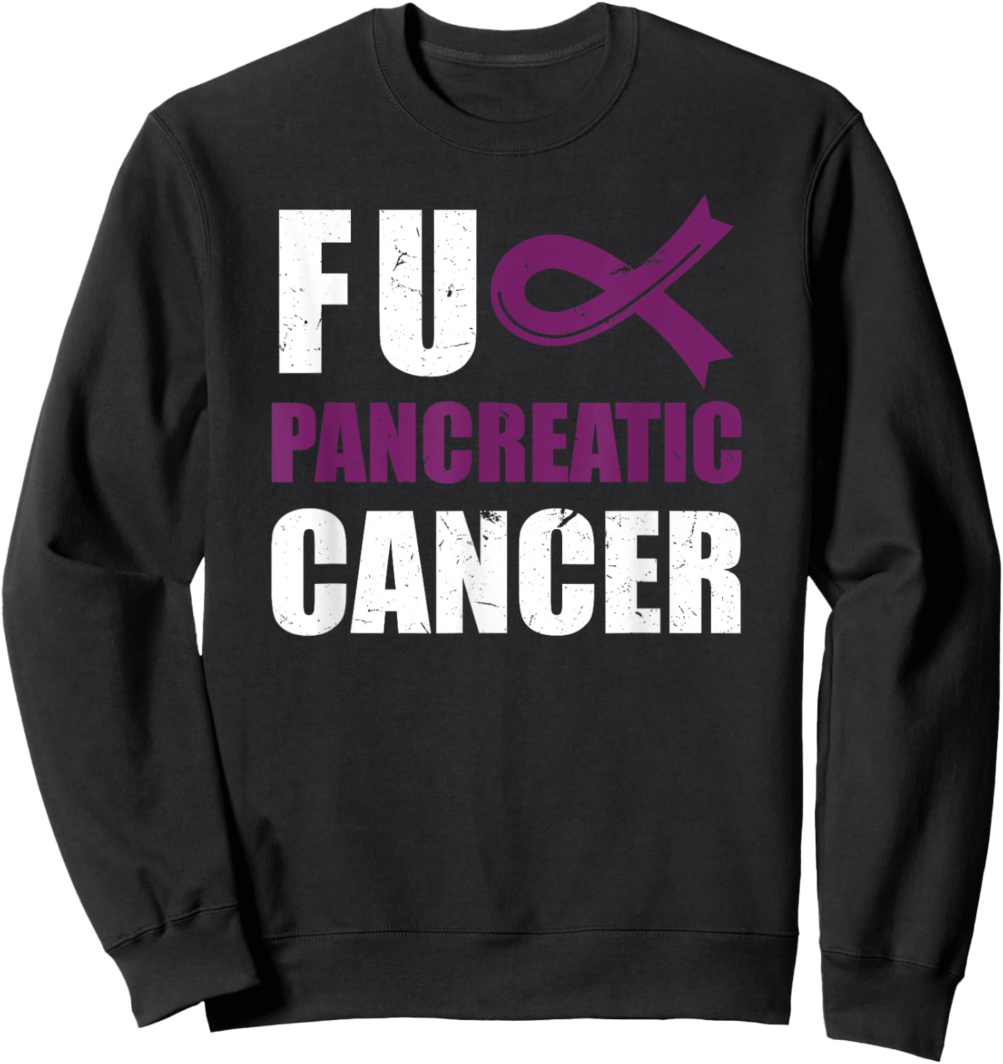 FU Pancreatic Cancer | Awareness Ribbon Purple Sweatshirt - Sweatshirt | Black