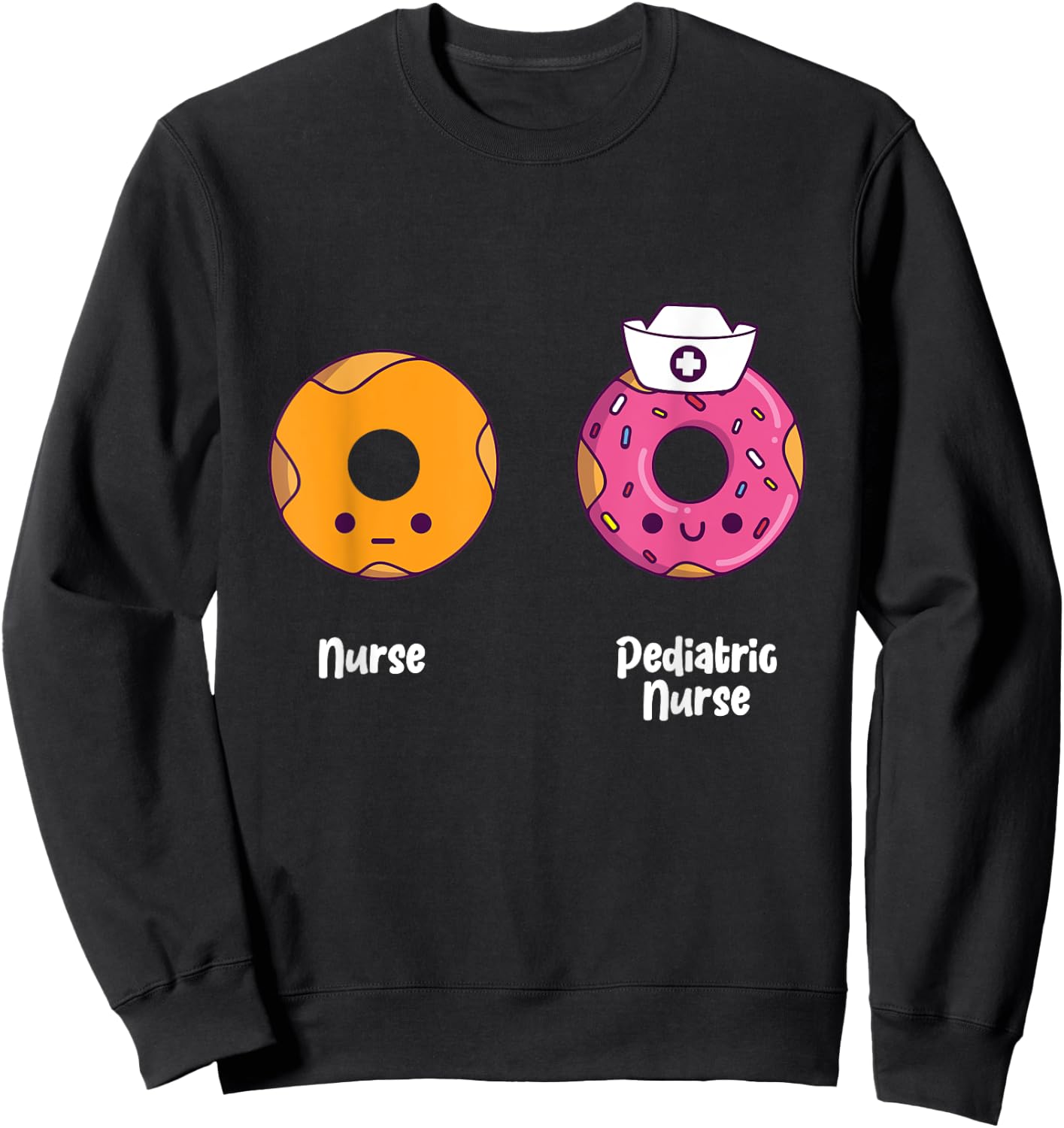 Kawaii Donut Children's Nurse And Nurse Sweatshirt - Sweatshirt | Black