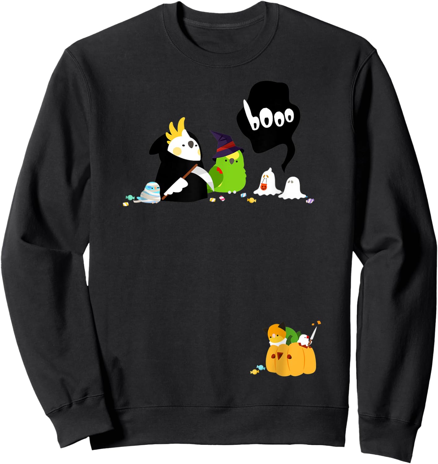 Spooky Halloween Birbs Sweatshirt - Sweatshirt | Black