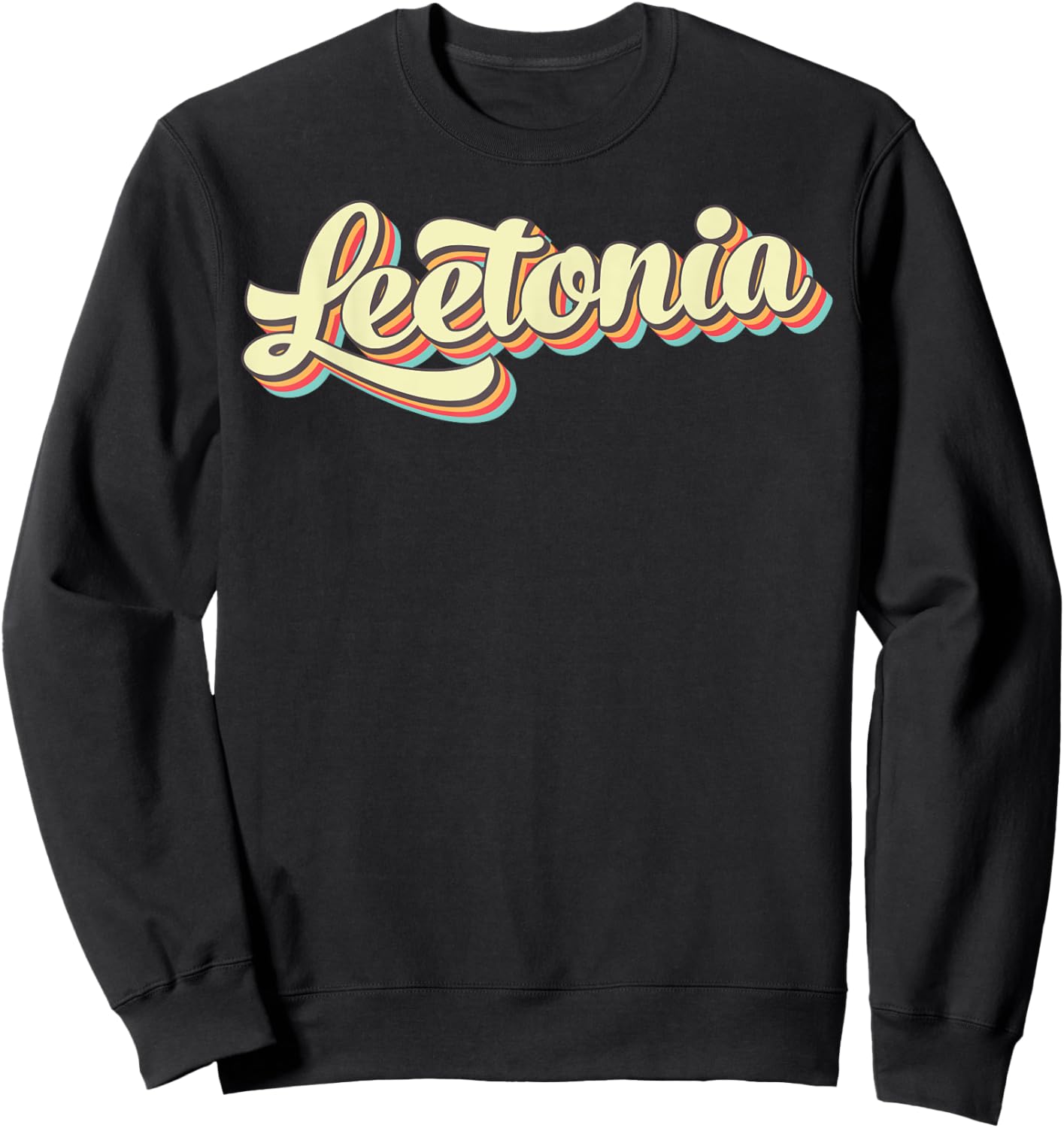 Leetonia Retro Art Baseball Font Vintage Sweatshirt - Sweatshirt | Black