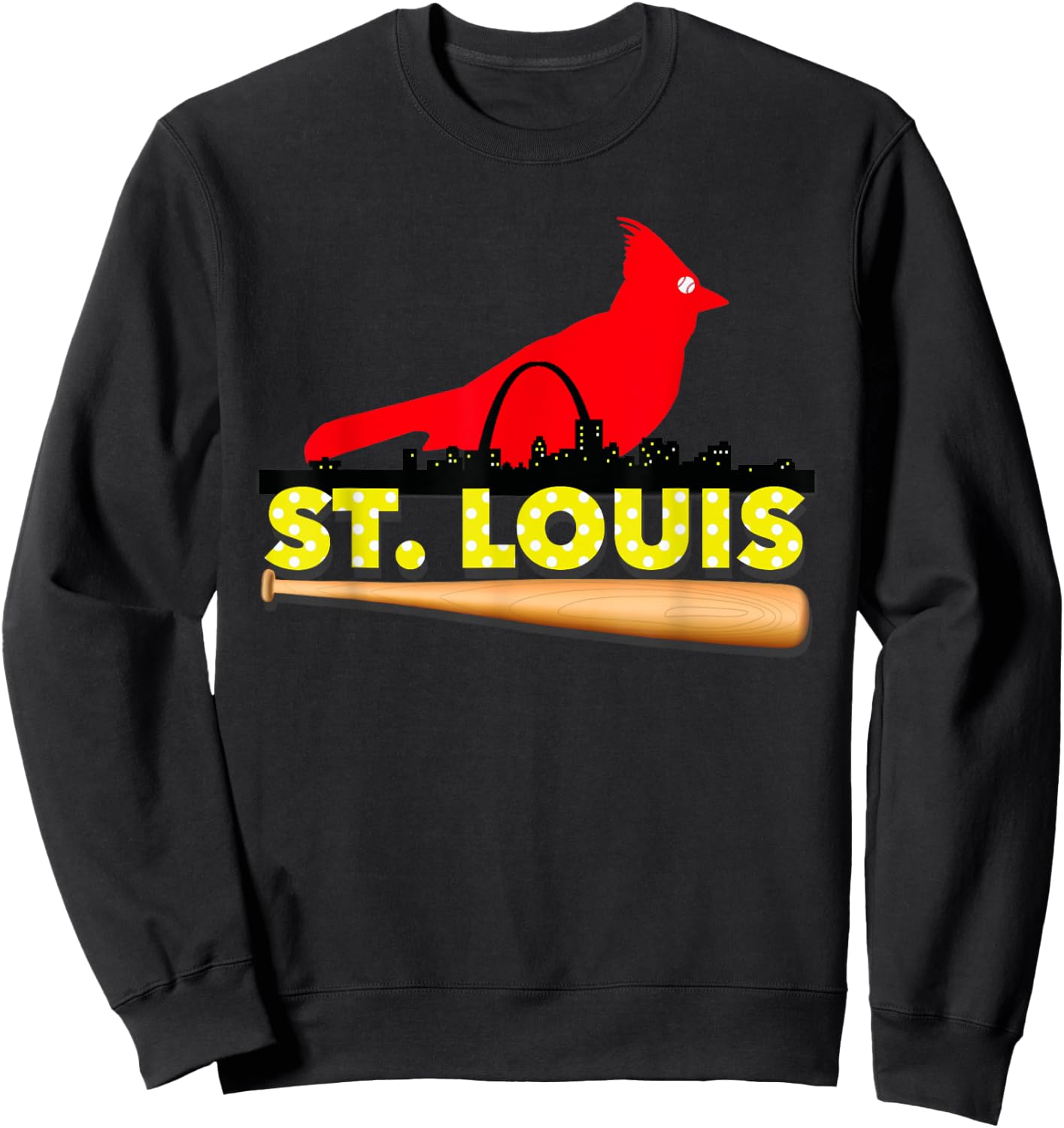 Saint Louis Red Cardinal Eye Bird Ball and Skyline Sweatshirt - Sweatshirt | Black