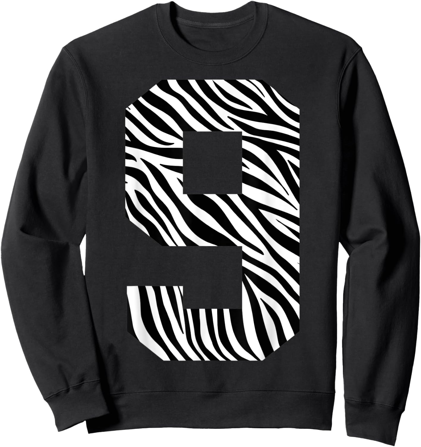 Fun 9th Birthday Zoo Zebra Animal Theme 9 Year Old Kids Boys Sweatshirt - Sweatshirt | Black
