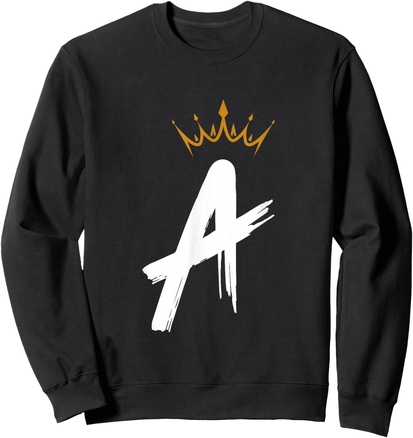 Queen King Letter A - Favorite Letter With Crown Alphabet Sweatshirt - Sweatshirt | Black