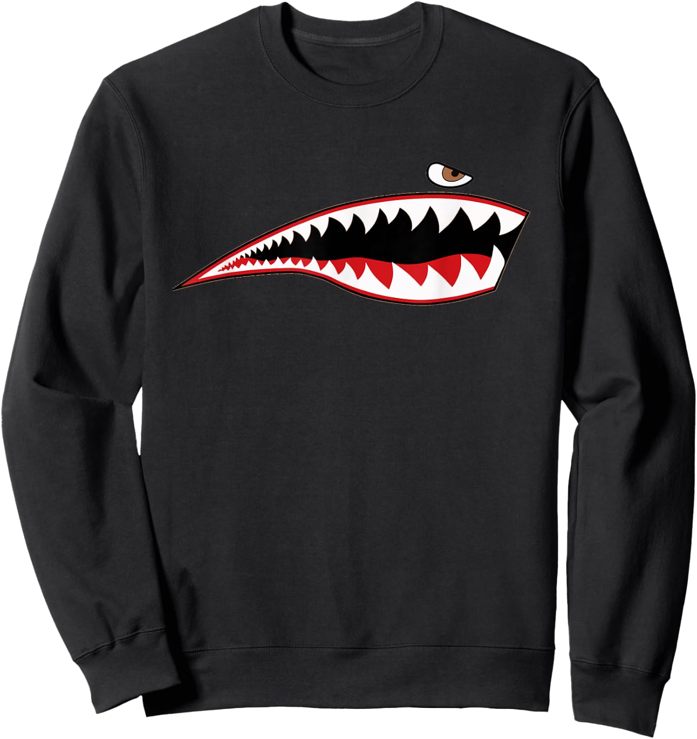 Shark Teeth P-40 Warhawk Nose Art WWII WW2 Airplane Vintage Sweatshirt - Sweatshirt | Black