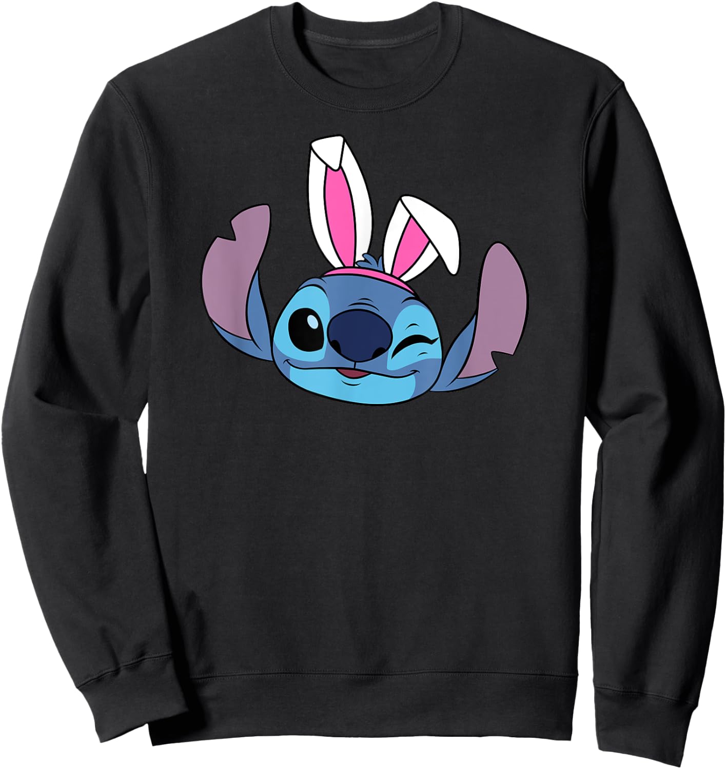 Amazon Essentials Disney Stitch Winking Spring Easter Bunny Ears Sweatshirt - Sweatshirt | Black