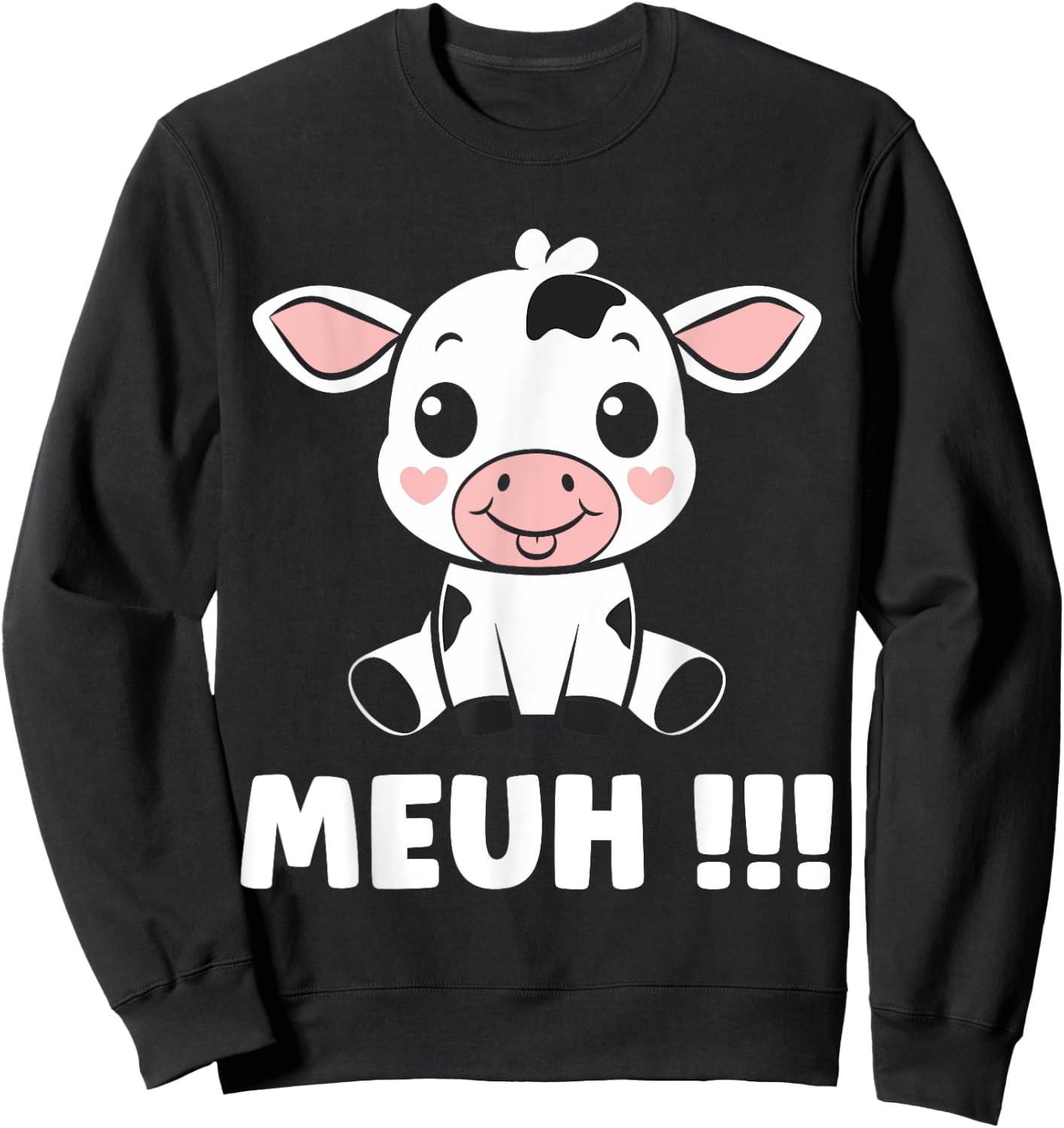 Little Cows Cute Humor Animal Muh Cow , Black, S Sweatshirt - Sweatshirt | Black