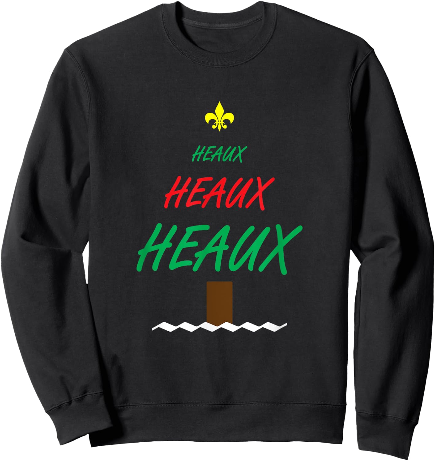 Heaux Heaux Heaux Louisiana Style Christmas Tree Sweatshirt - Sweatshirt | Black