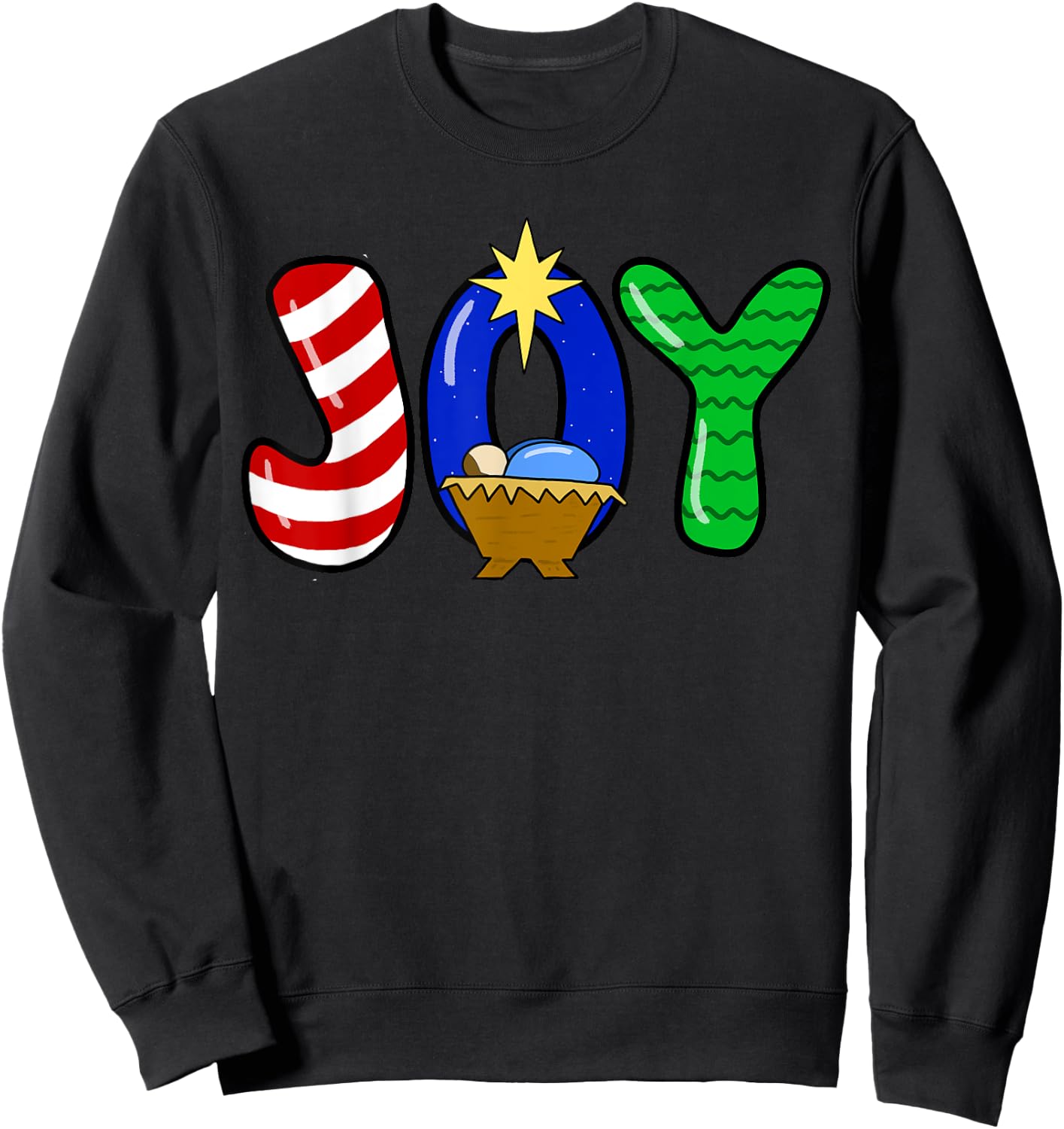 Choose Joy Christmas Manger Baby Jesus Nativity Joy Pajamas Sweatshirt - Sweatshirt | Black