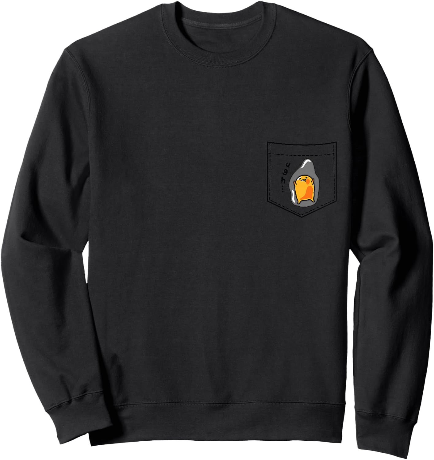 Gudetama Faux Pocket Sweatshirt - Sweatshirt | Black