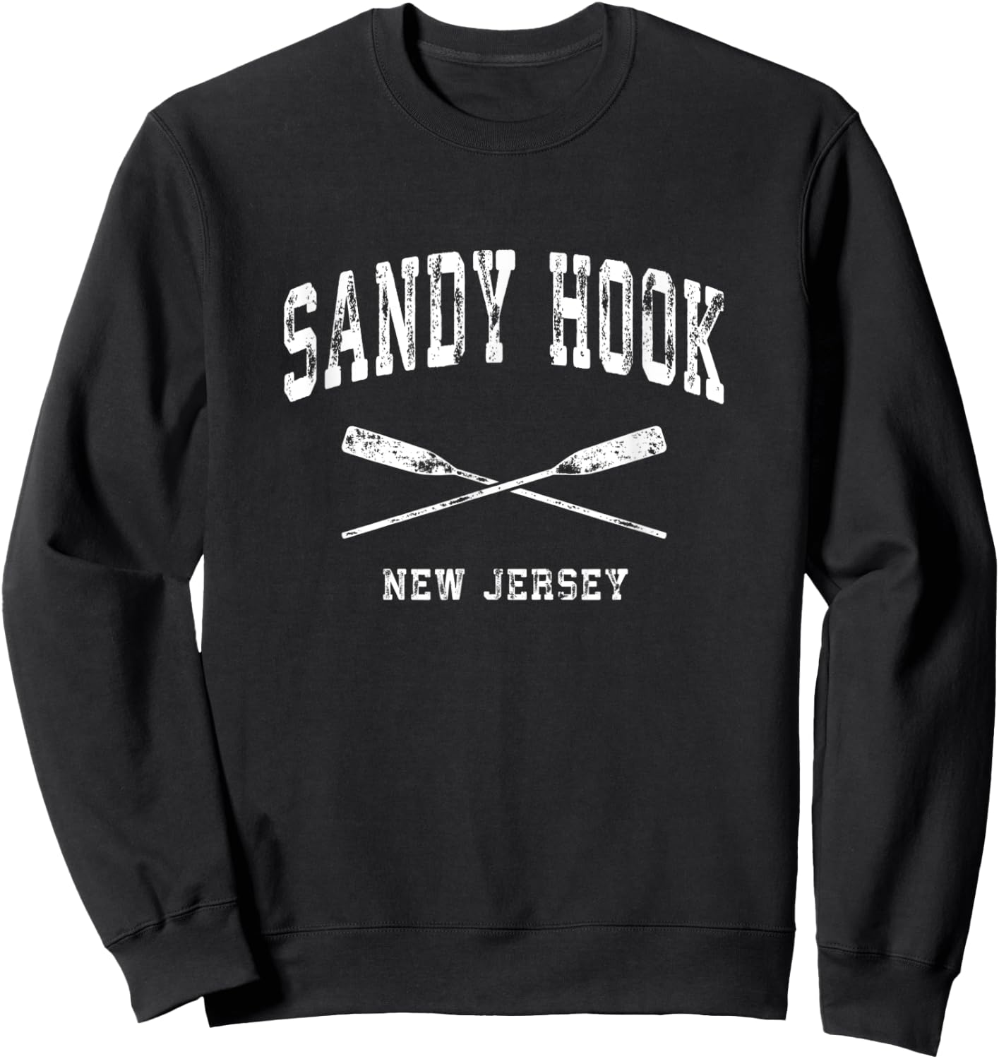 Sandy Hook New Jersey Vintage Nautical Crossed Oars Sweatshirt - Sweatshirt | Black