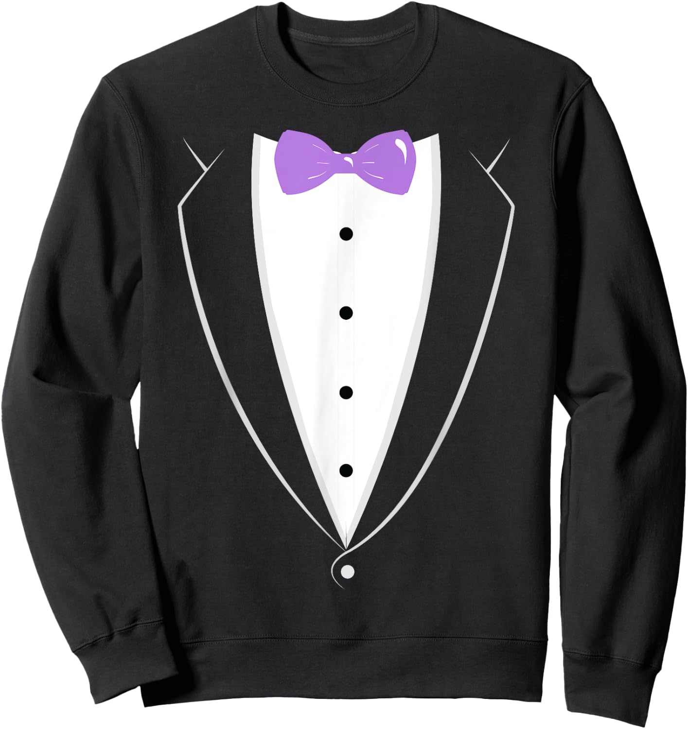 Black and White Tuxedo with Lavender Bow tie Novelty T Shirt Sweatshirt - Sweatshirt | Black