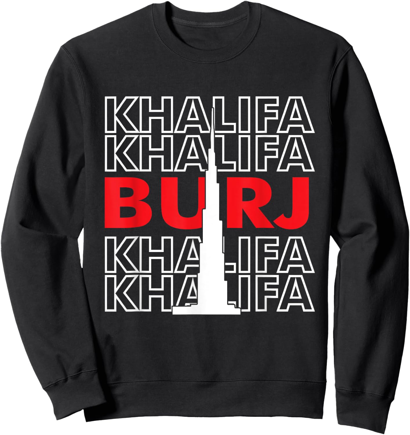 Burj Khalifa Skyscraper from Dubai United Arab Emirates Sweatshirt - Sweatshirt | Black