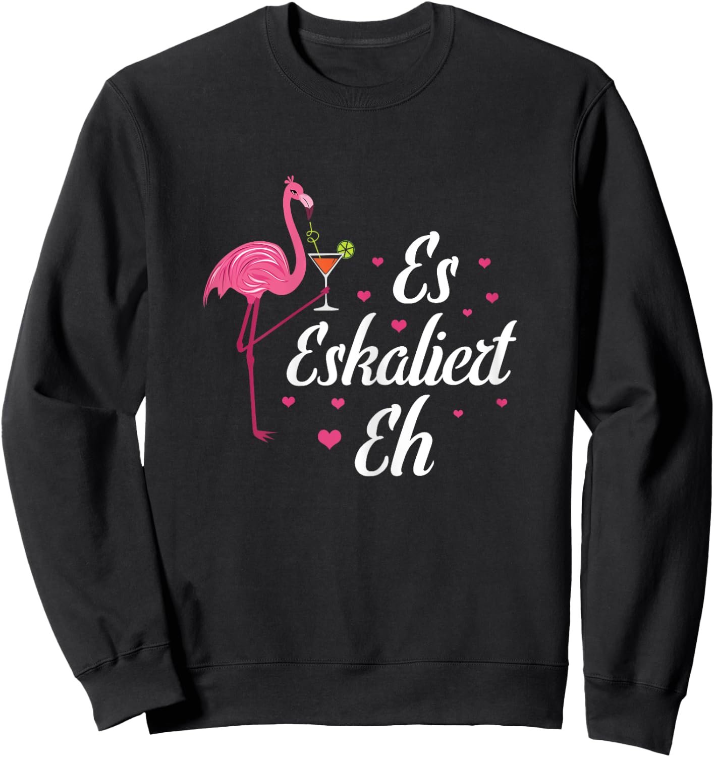 Women's Champagne Wine Girlstrip Running Girls Flamingo Es Escaliert Eh , black, s Sweatshirt - Sweatshirt | Black