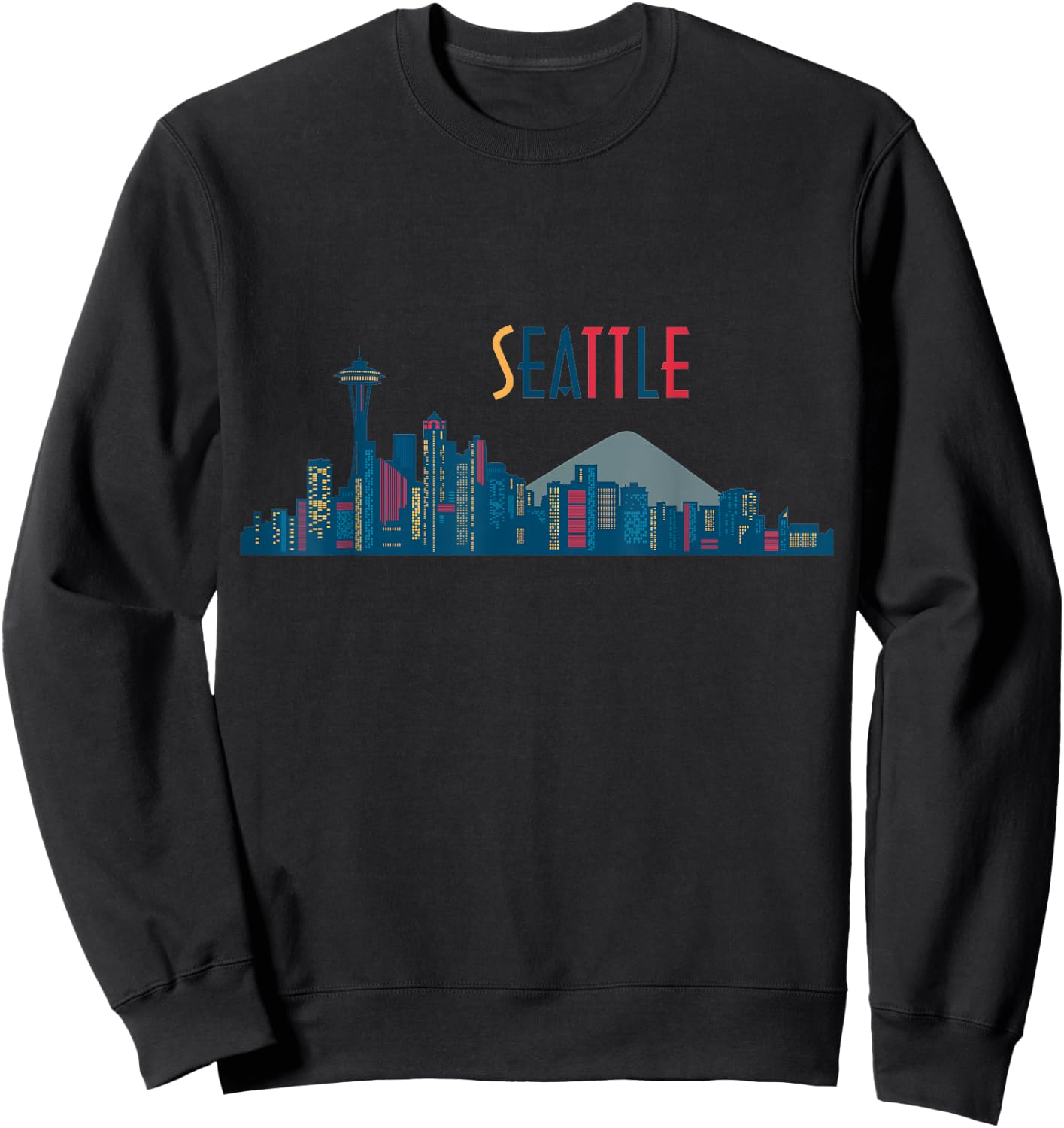 Seattle Skyline Vintage Seattle Washington Sweatshirt - Sweatshirt | Black