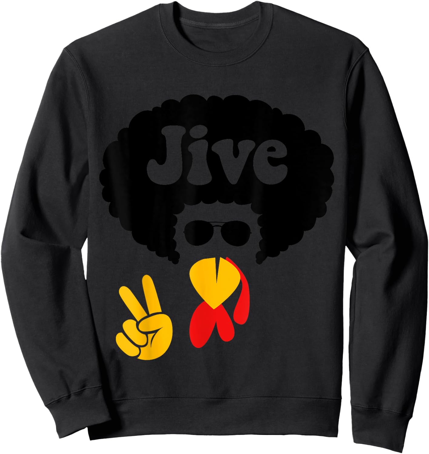 Peace Sign Jive Turkey Face Funny Thanksgiving Shirt Gift Sweatshirt - Sweatshirt | Black