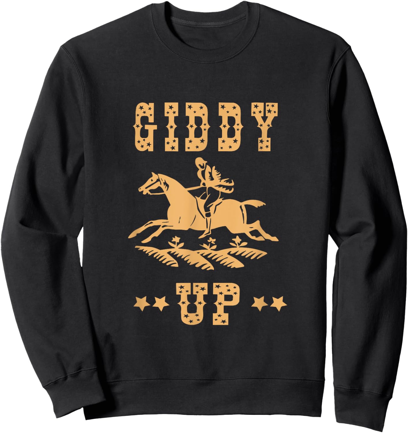 Giddy up, Cowboy, Cowgirl, Vintage Yellow Retro Gift Sweatshirt - Sweatshirt | Black