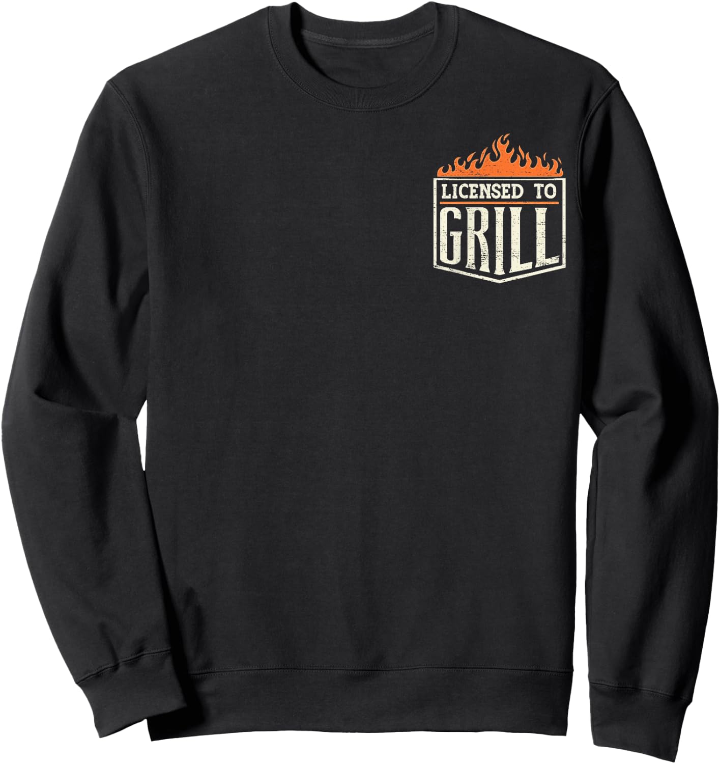 "Licensed To Grill" Pocket Patch Logo BBQ Chef Grilling Sweatshirt - Sweatshirt | Black