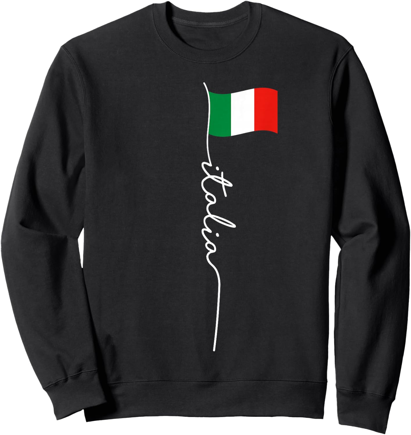Italy Signature Flag Pole - Elegant Patriotic Italian Flag Sweatshirt - Sweatshirt | Black