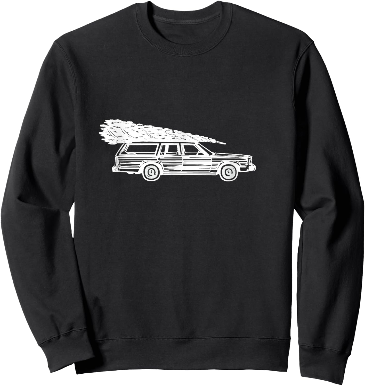 Fun Christmas Tree on Car Gift Design , Women, Kids Sweatshirt - Sweatshirt | Black