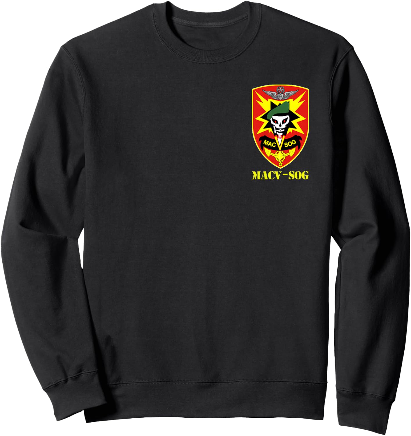 MACV-SOG Army Unit Small Patch Full Color Vietnam Veteran Sweatshirt - Sweatshirt | Black