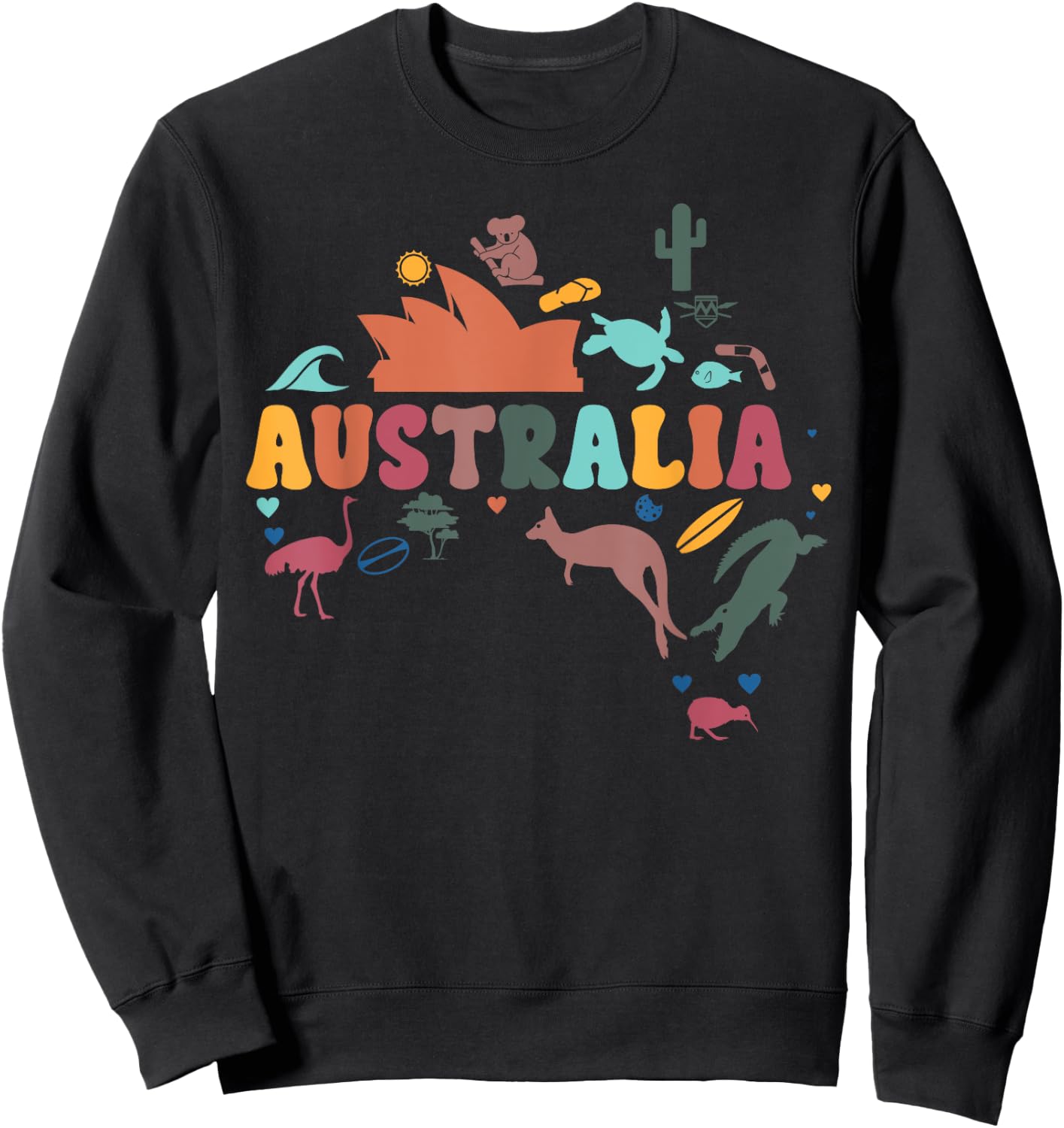 Australian Kangaroo Map Australia Day Souvenir Sweatshirt - Sweatshirt | Black