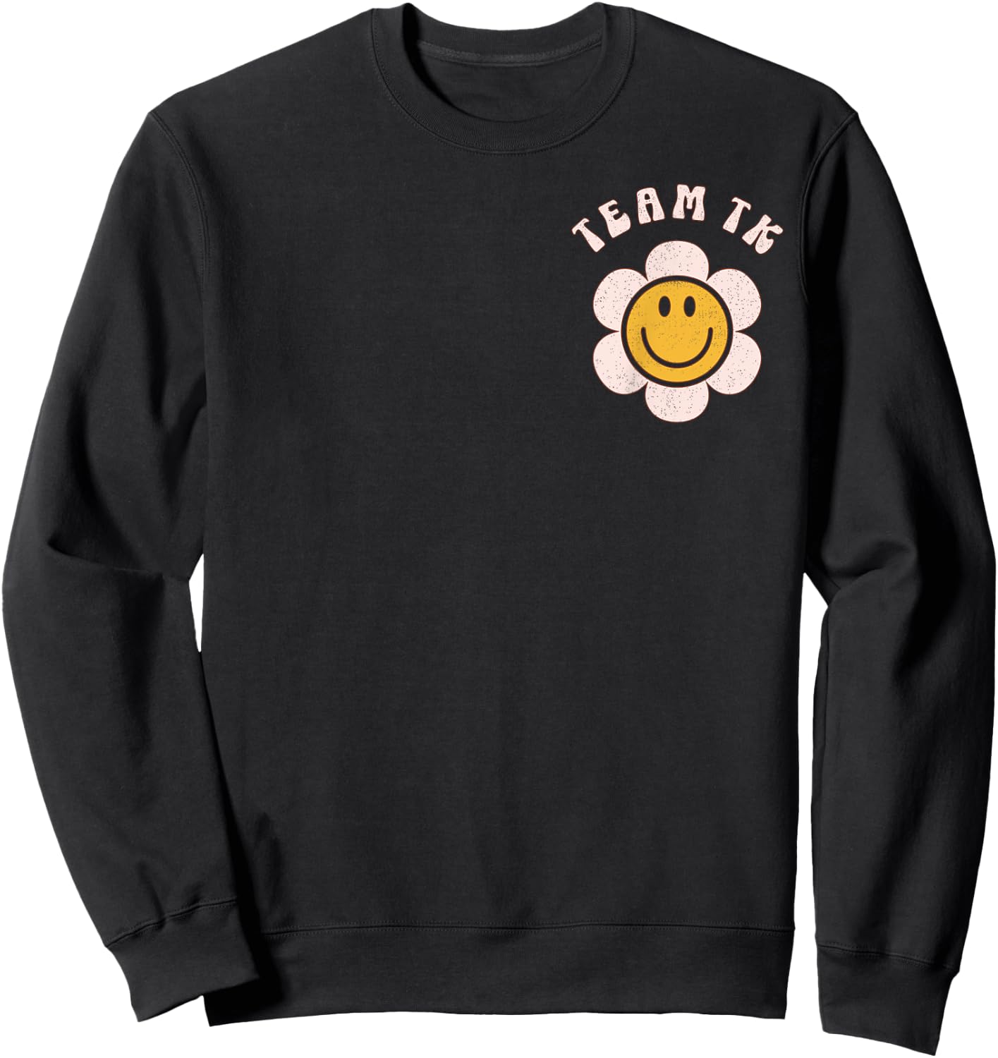 Team TK Retro Teacher Daisy Colorful - TK School Back Design Sweatshirt - Sweatshirt | Black