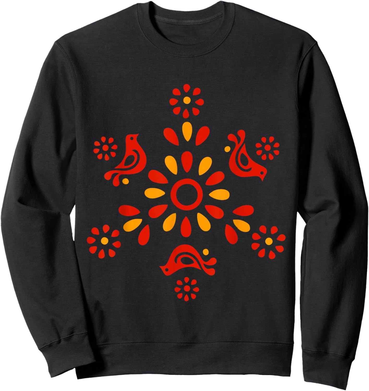 SmokyKitten Vintage Pyrex Pattern - Friendship (Red Birds) - Black, Small Sweatshirt - Sweatshirt | Black