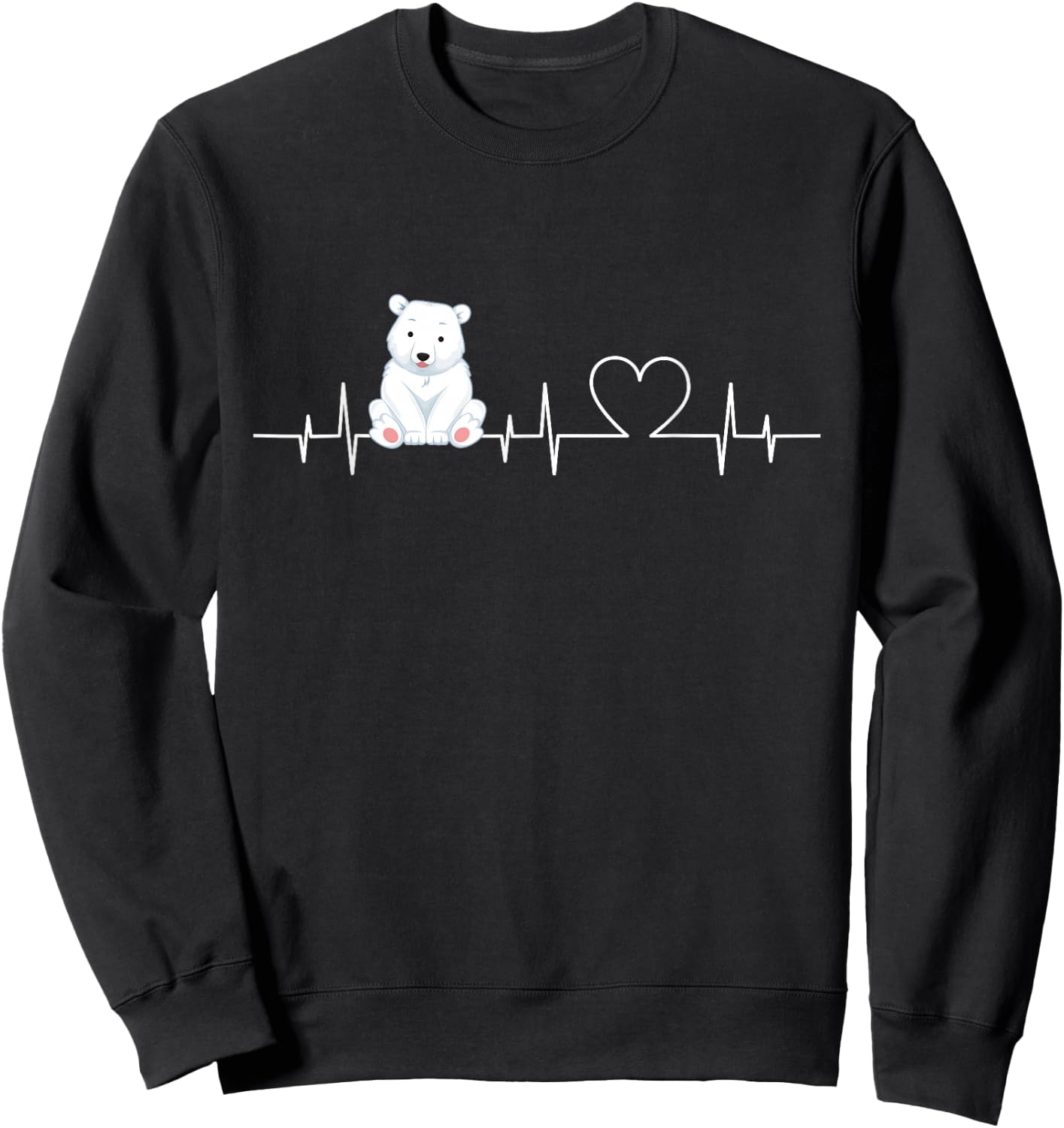 ECG-Heartbeat Eisbär - Funny Polar Bear , black, s Sweatshirt - Sweatshirt | Black