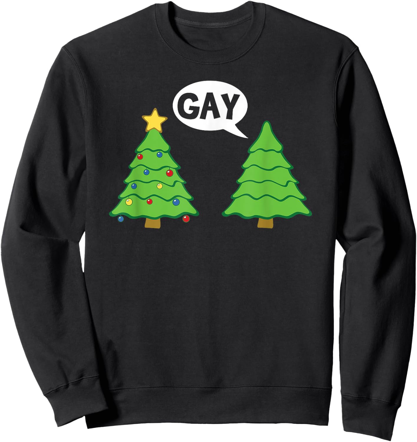 Gay Christmas Tree Funny Xmas Holiday Bisexual Pride Sweatshirt - Sweatshirt | Black
