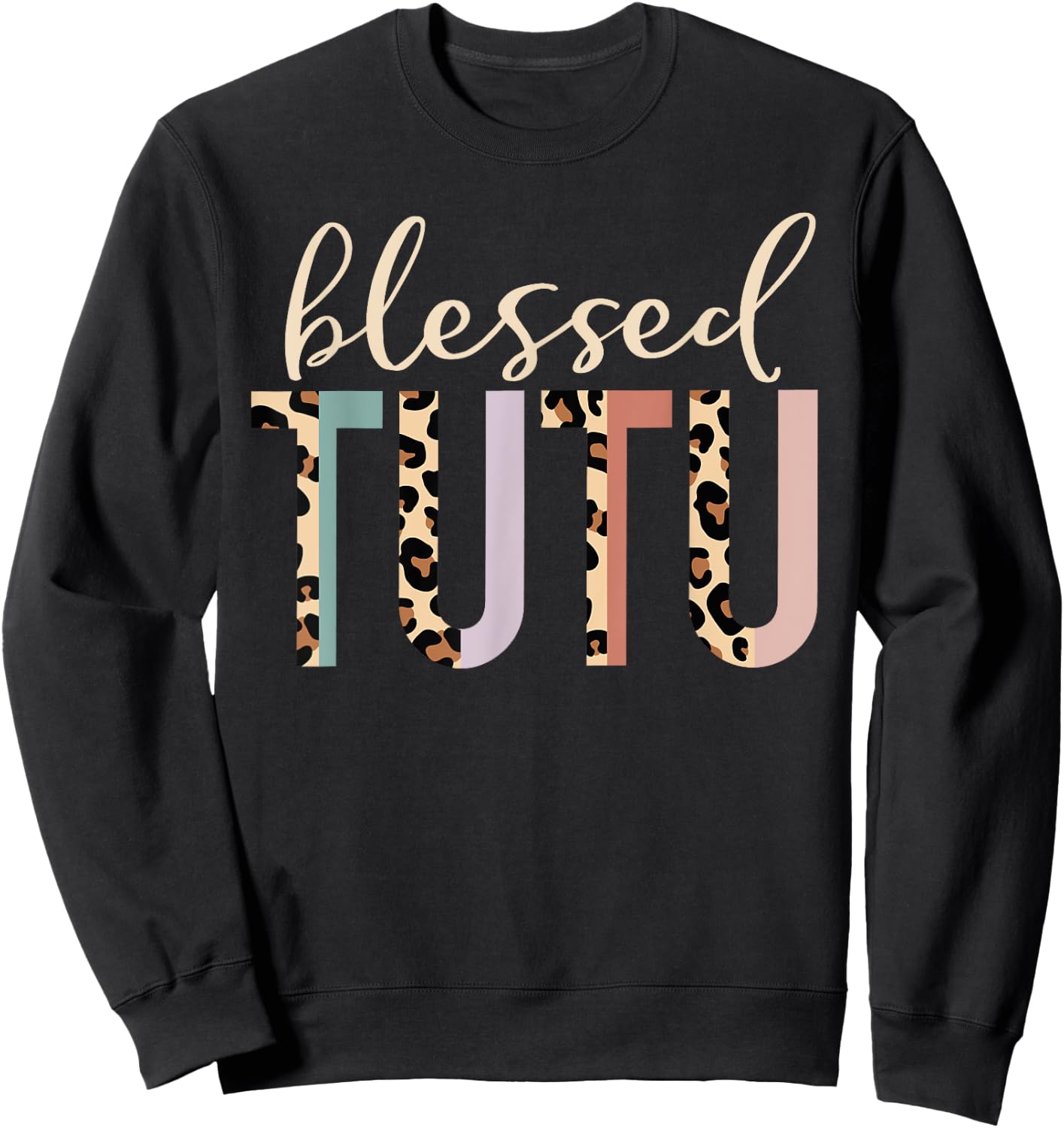 Blessed Tutu Cute Leopard Print Sweatshirt - Sweatshirt | Black