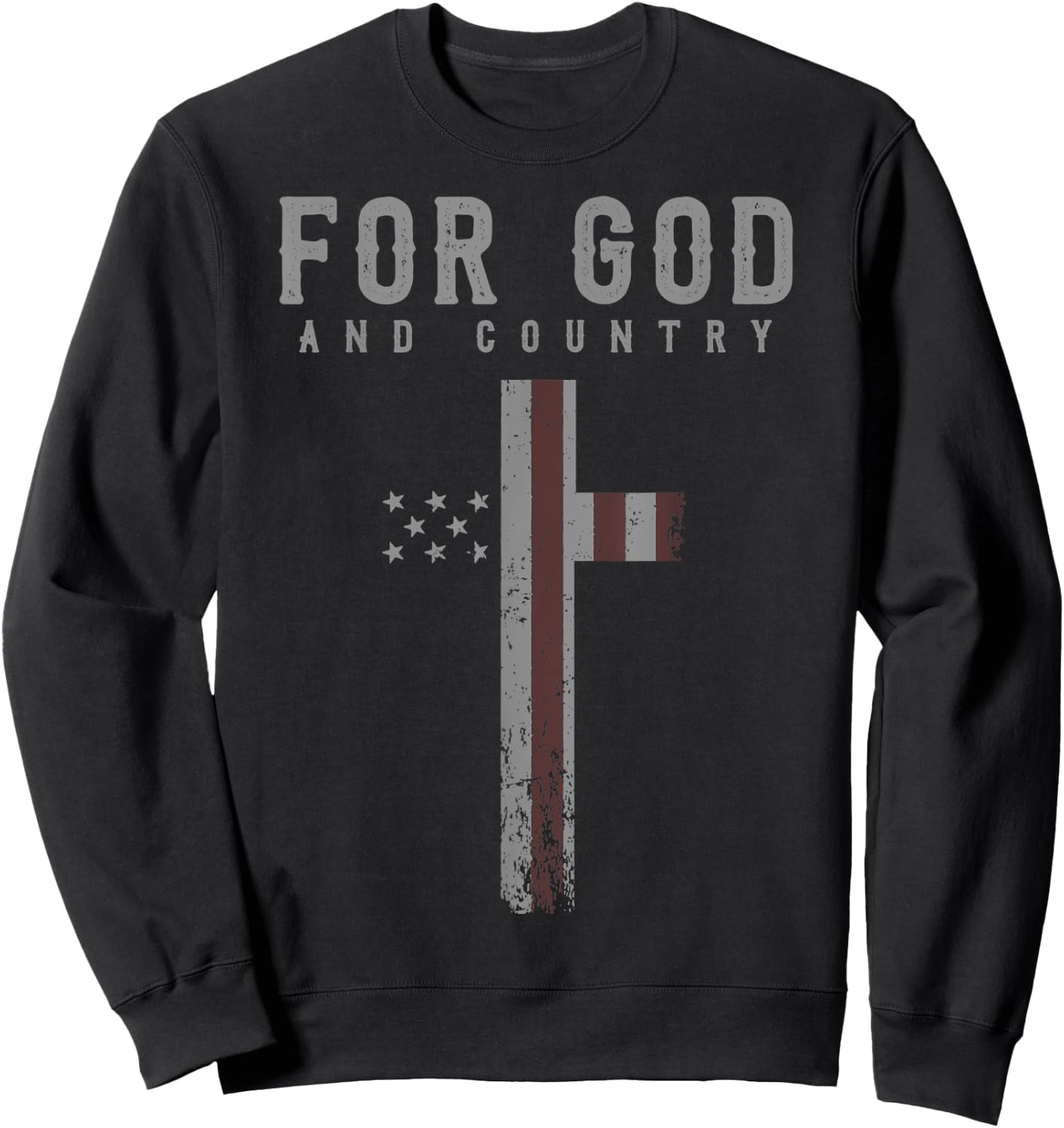 For God and Country Cross American Flag US Patriotic Faith Men Sweatshirt - Sweatshirt | Black