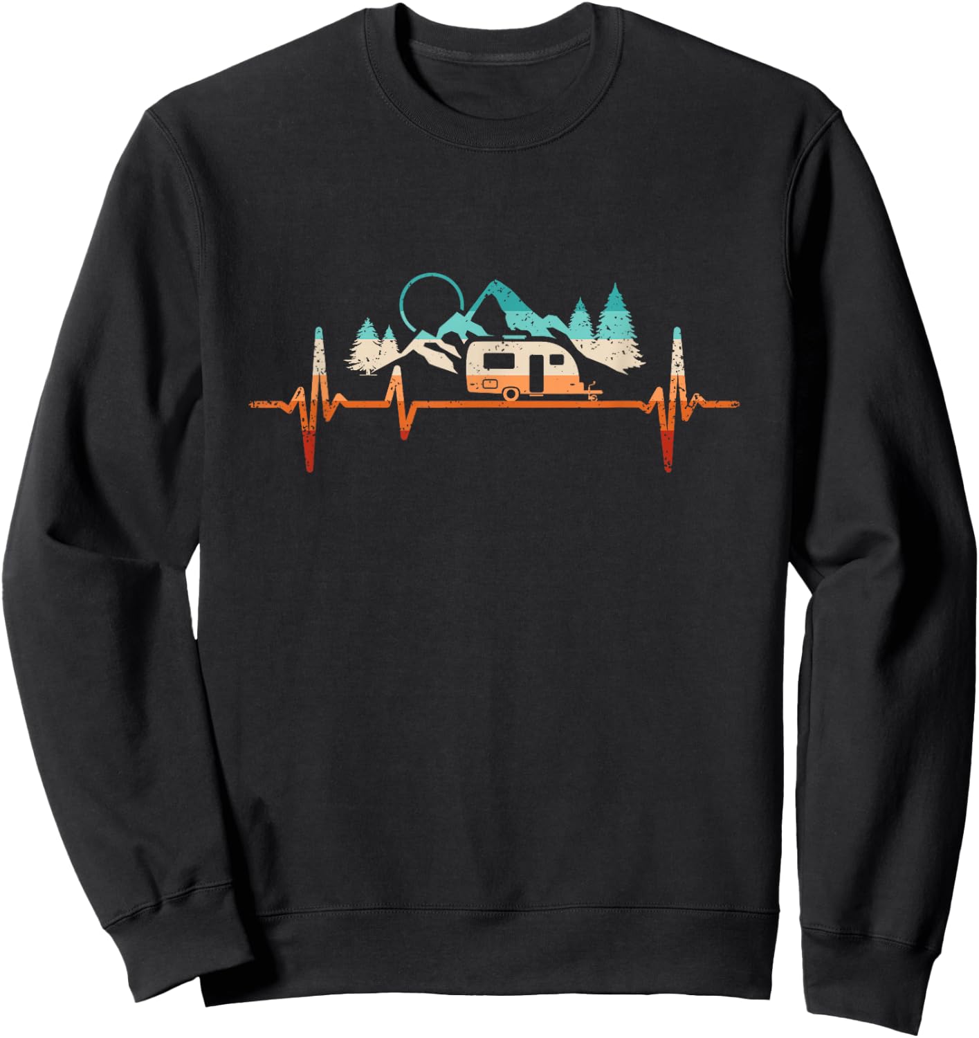 Camping Heartbeat Caravan , black Sweatshirt - Sweatshirt | Black