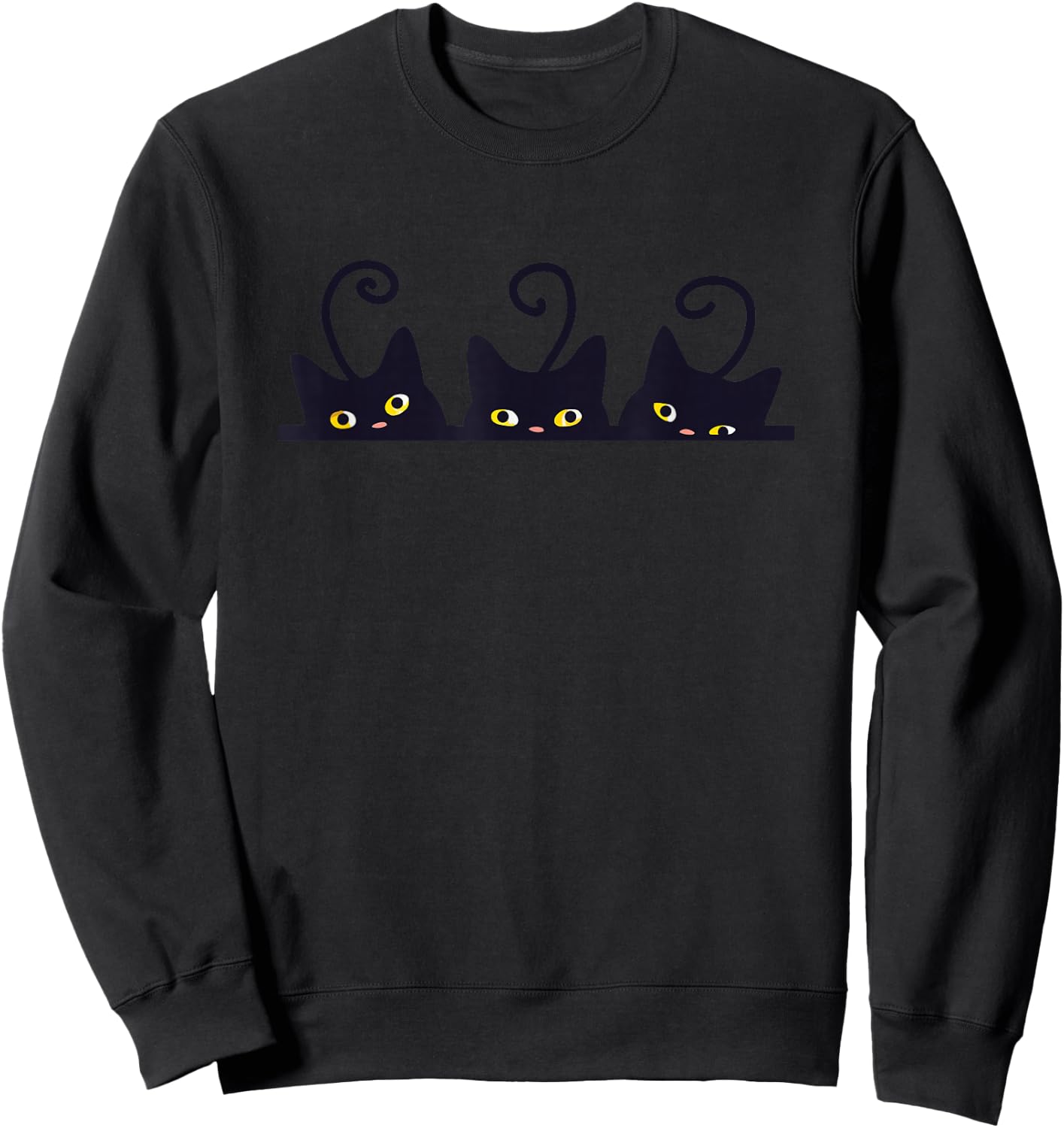 3 Black Cats Cute Cat Lover Women's Men's Cat Sweatshirt - Sweatshirt | Black