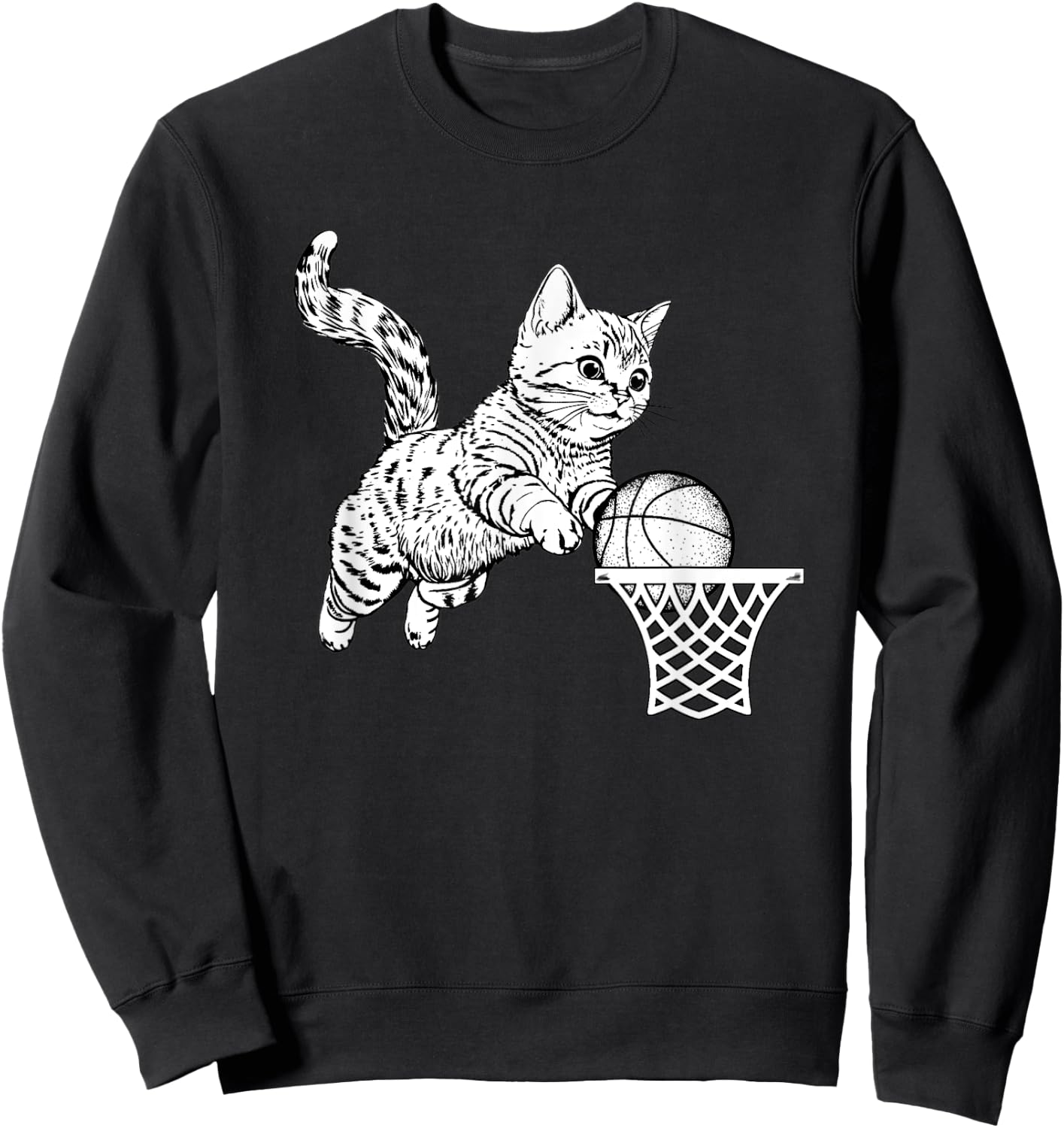 Cat Dunking Basketball Cat Playing Basketball Sports Lovers Sweatshirt - Sweatshirt | Black