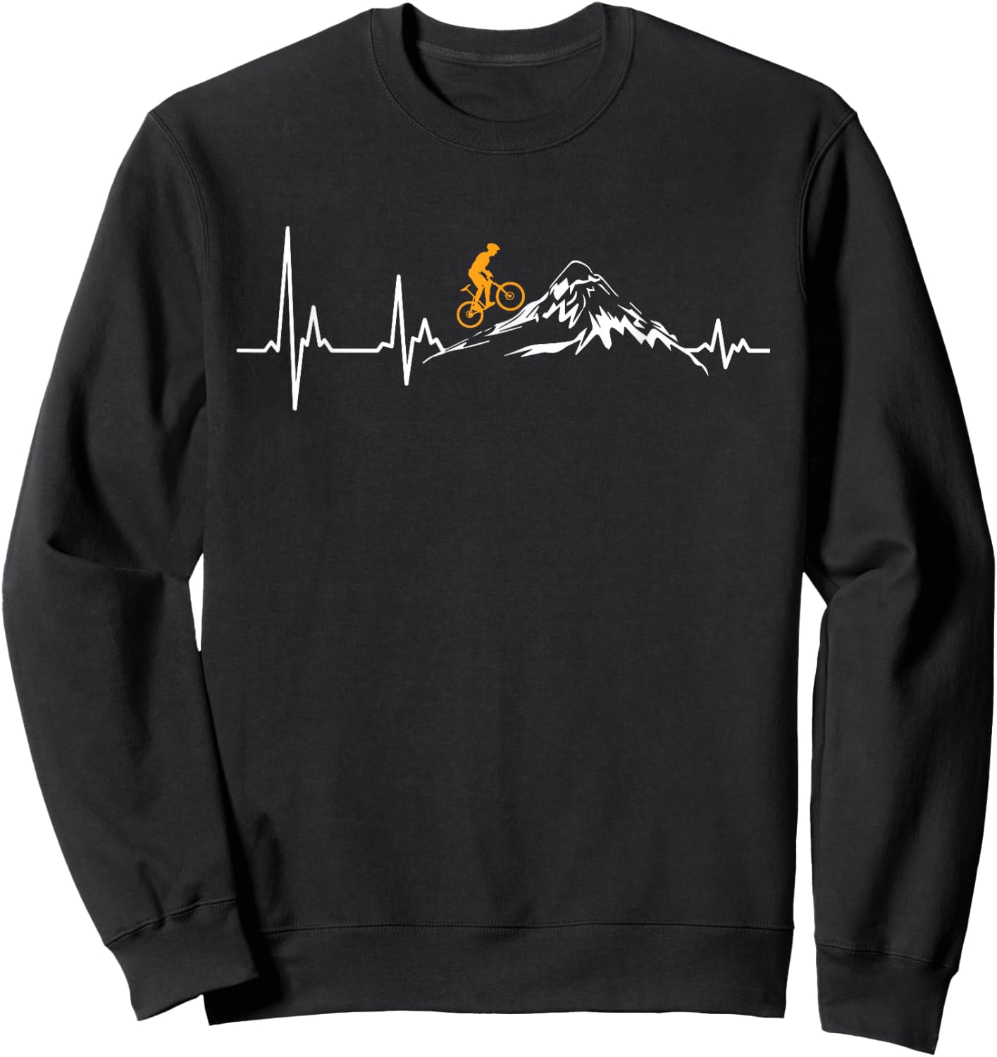 Mountain Bike Heartbeat Heart ECG MTB Bicycle Heart Rate , black Sweatshirt - Sweatshirt | Black