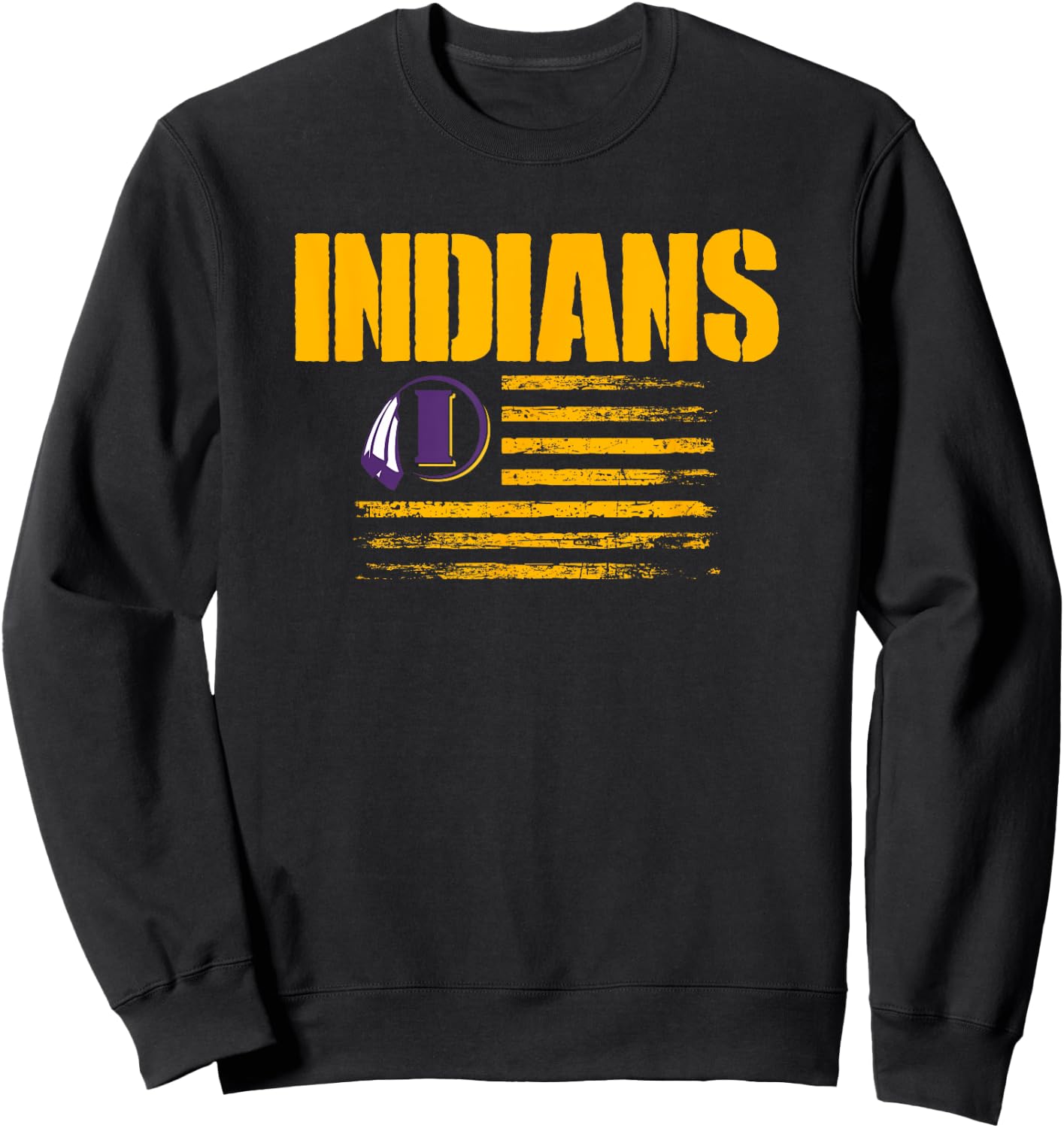 Indianola Indians Logo USA Flag Pride HS Sweatshirt - Sweatshirt | Black