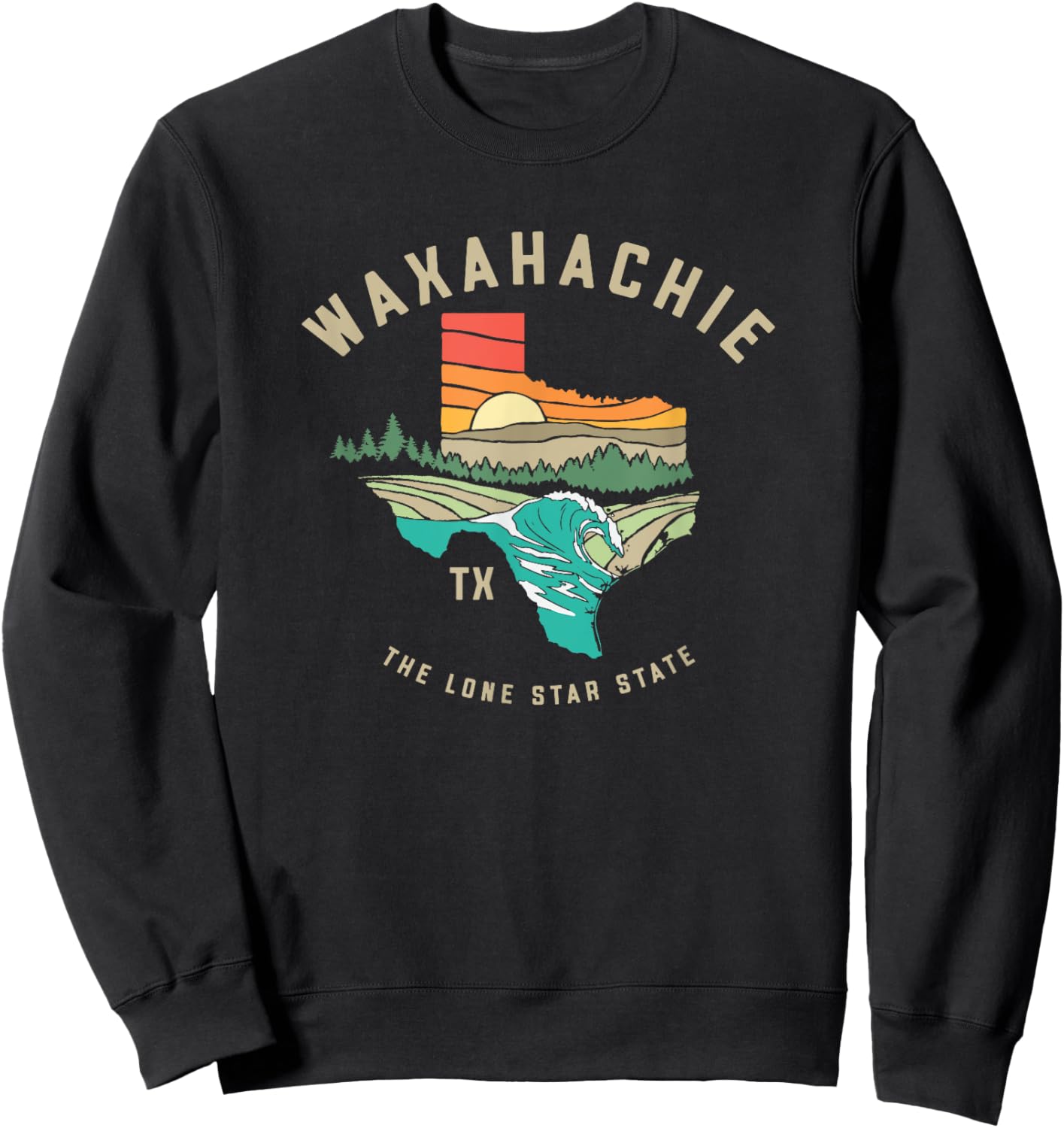 Waxahachie Texas Outdoors Vintage Nature Illustration Sweatshirt - Sweatshirt | Black