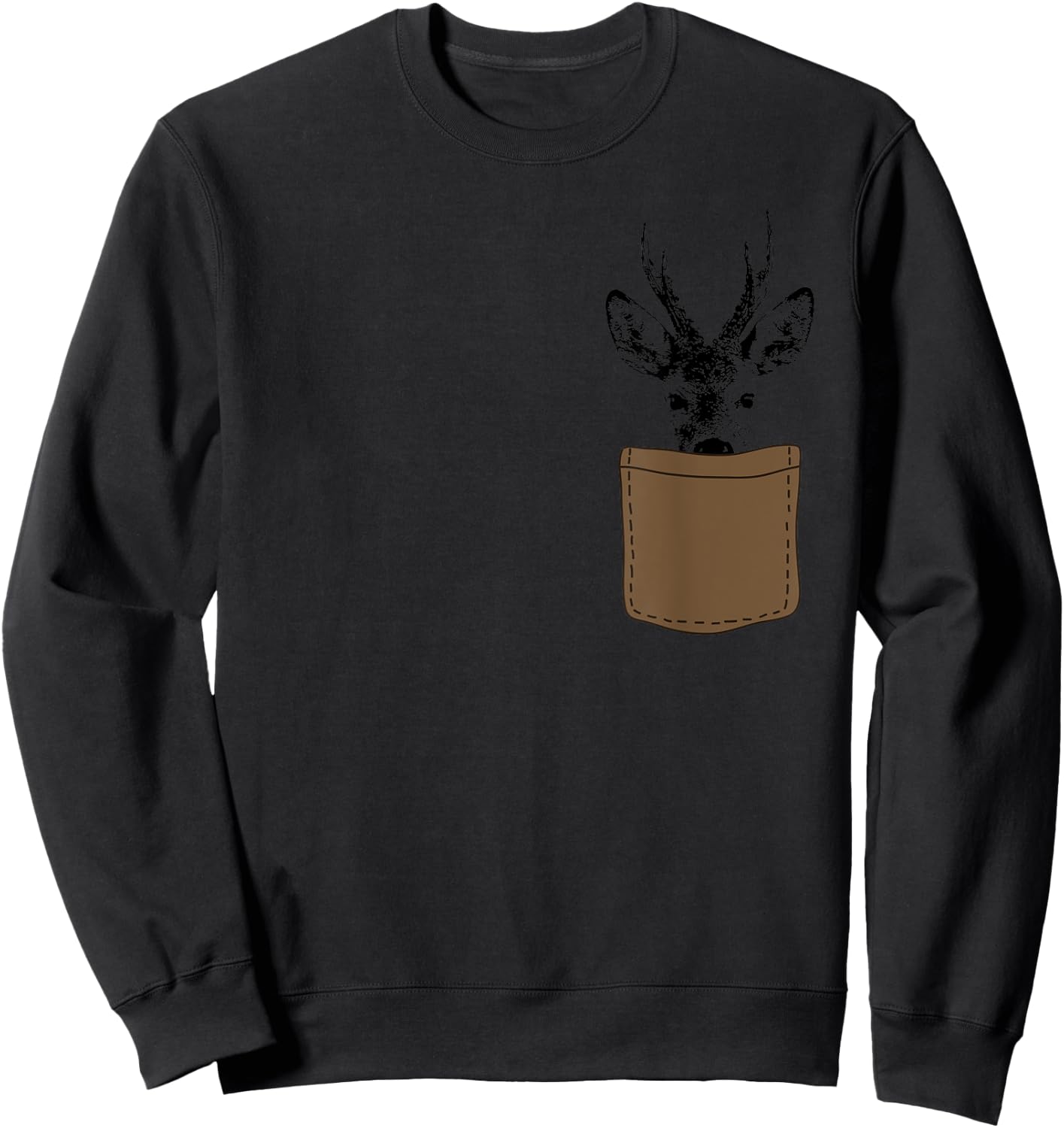 Funny Hunter Hunting with Rehbock in der Chest Pocket, Green Sweatshirt - Sweatshirt | Black