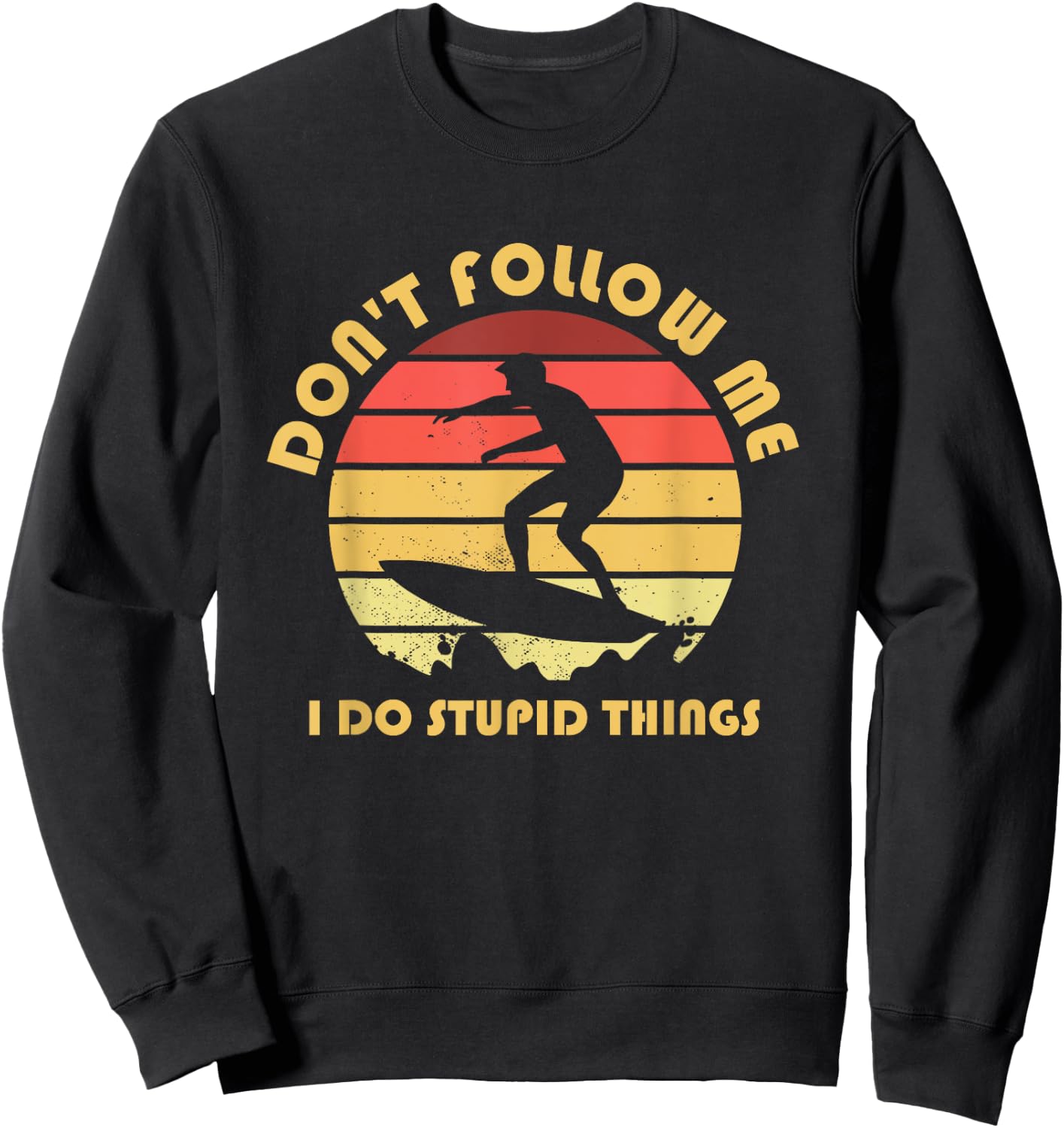 Surfer Retro Vintage Stunts Surfing Surf Surfboard Sea Gift Sweatshirt - Sweatshirt | Black
