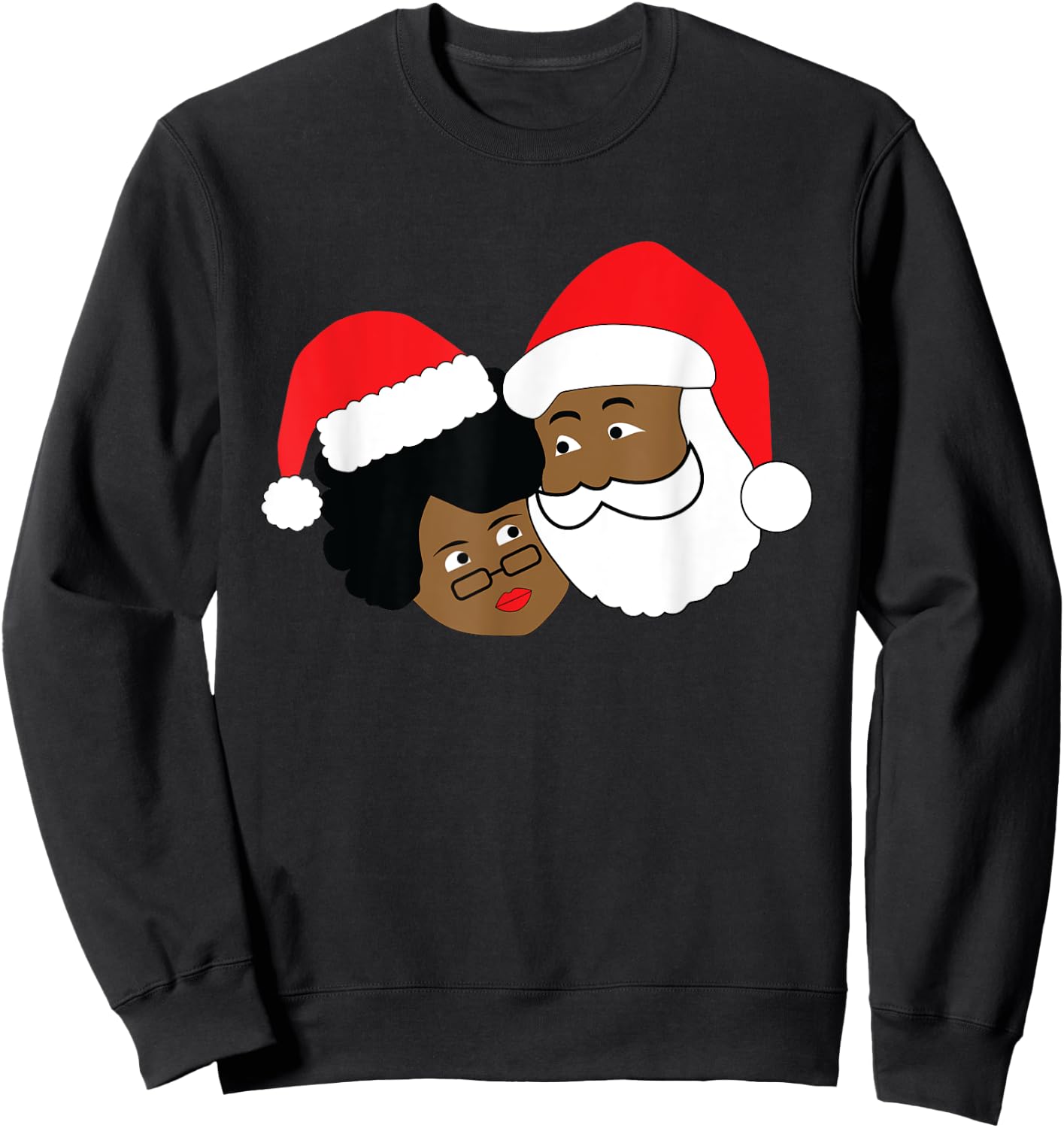 Black Loving Santa Claus and Mrs. Claus Ethnic Christmas Sweatshirt - Sweatshirt | Black