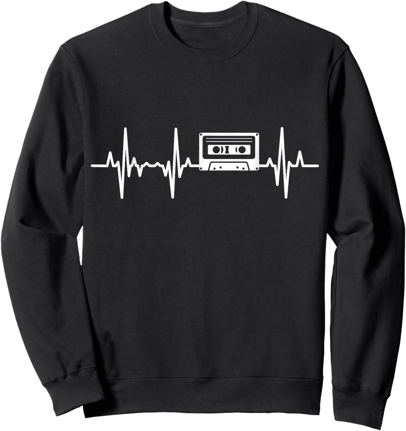 Cassette Tape Heart Rate Vintage Vaporwave Sweatshirt - Sweatshirt | Black