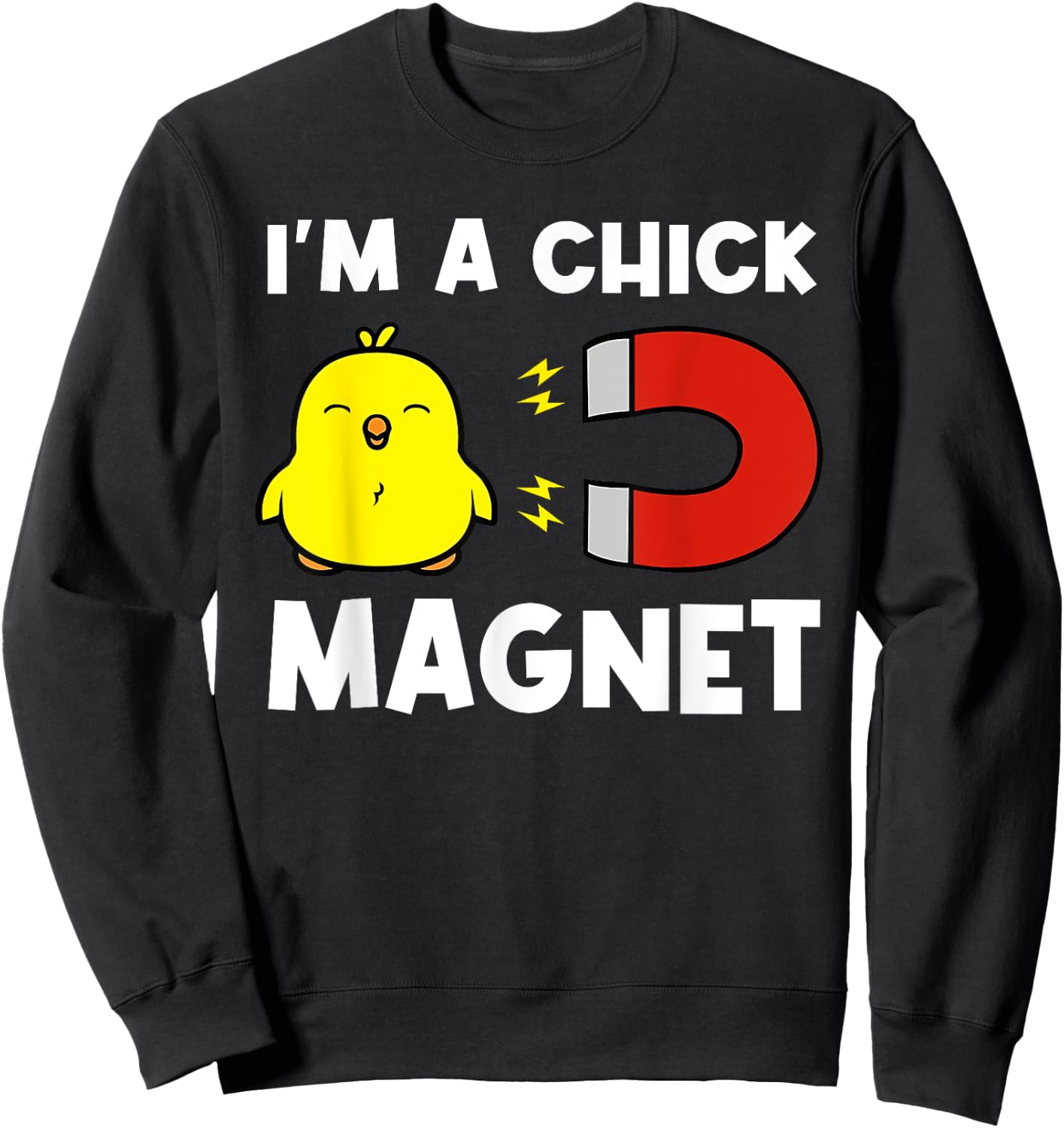 Chick Magnet Women Attraction Pun Joke Humor Funny Men Guy Sweatshirt - Sweatshirt | Black