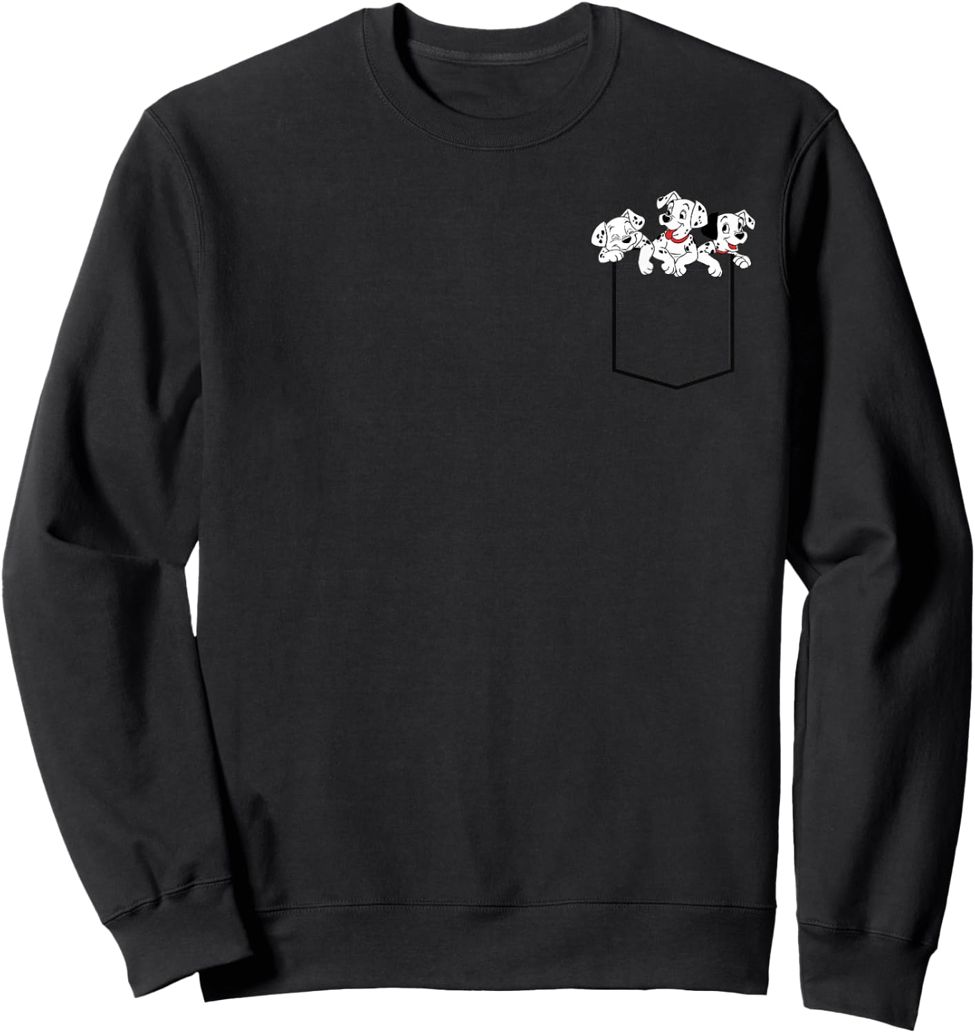 Disney 101 Dalmatians Puppies Inside Of Small Chest Pocket Sweatshirt - Sweatshirt | Black