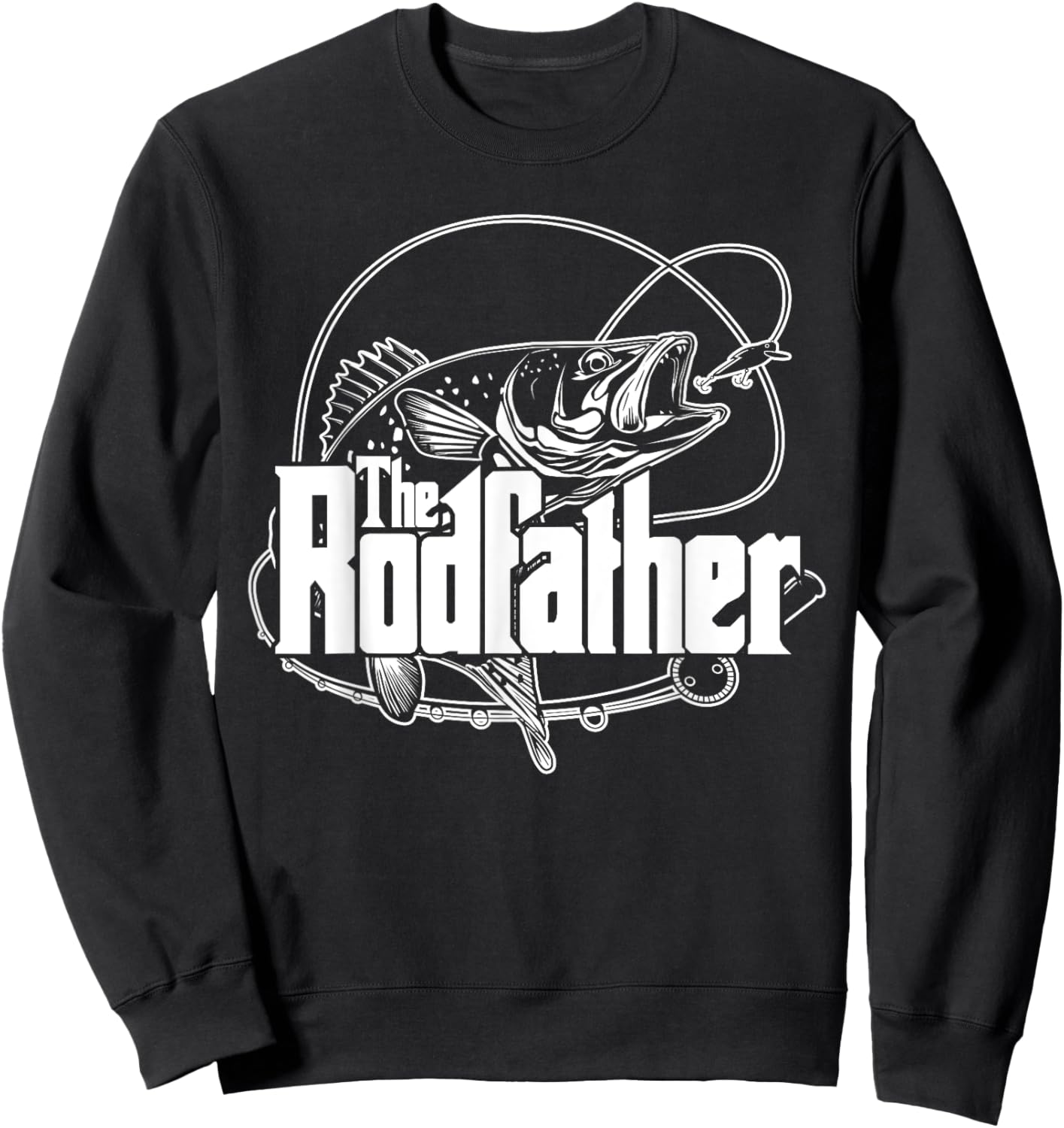The Rodfather T Shirt - Funny Parody Fishing Gifts Sweatshirt - Sweatshirt | Black