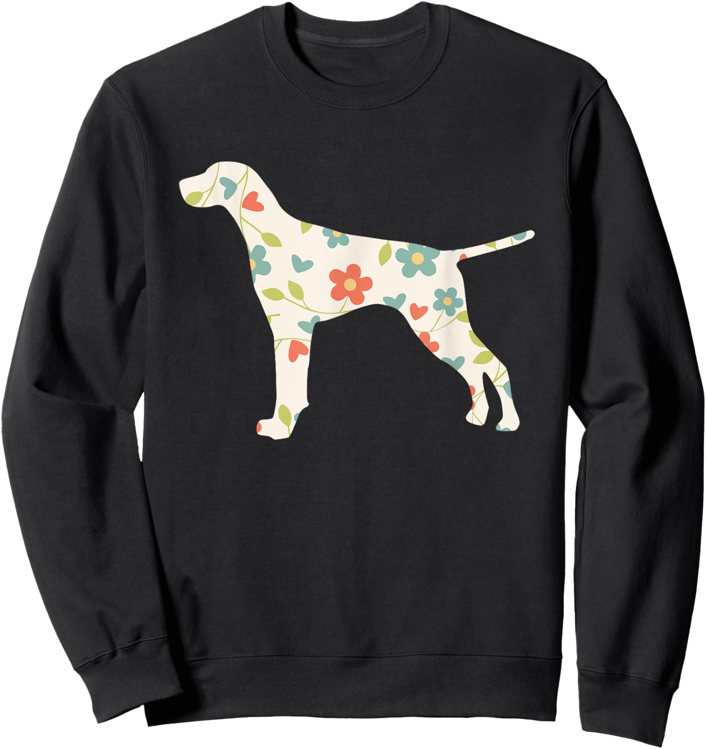 German Shorthair Pointer Dog Flower Silhouette Sweatshirt - Sweatshirt | Black
